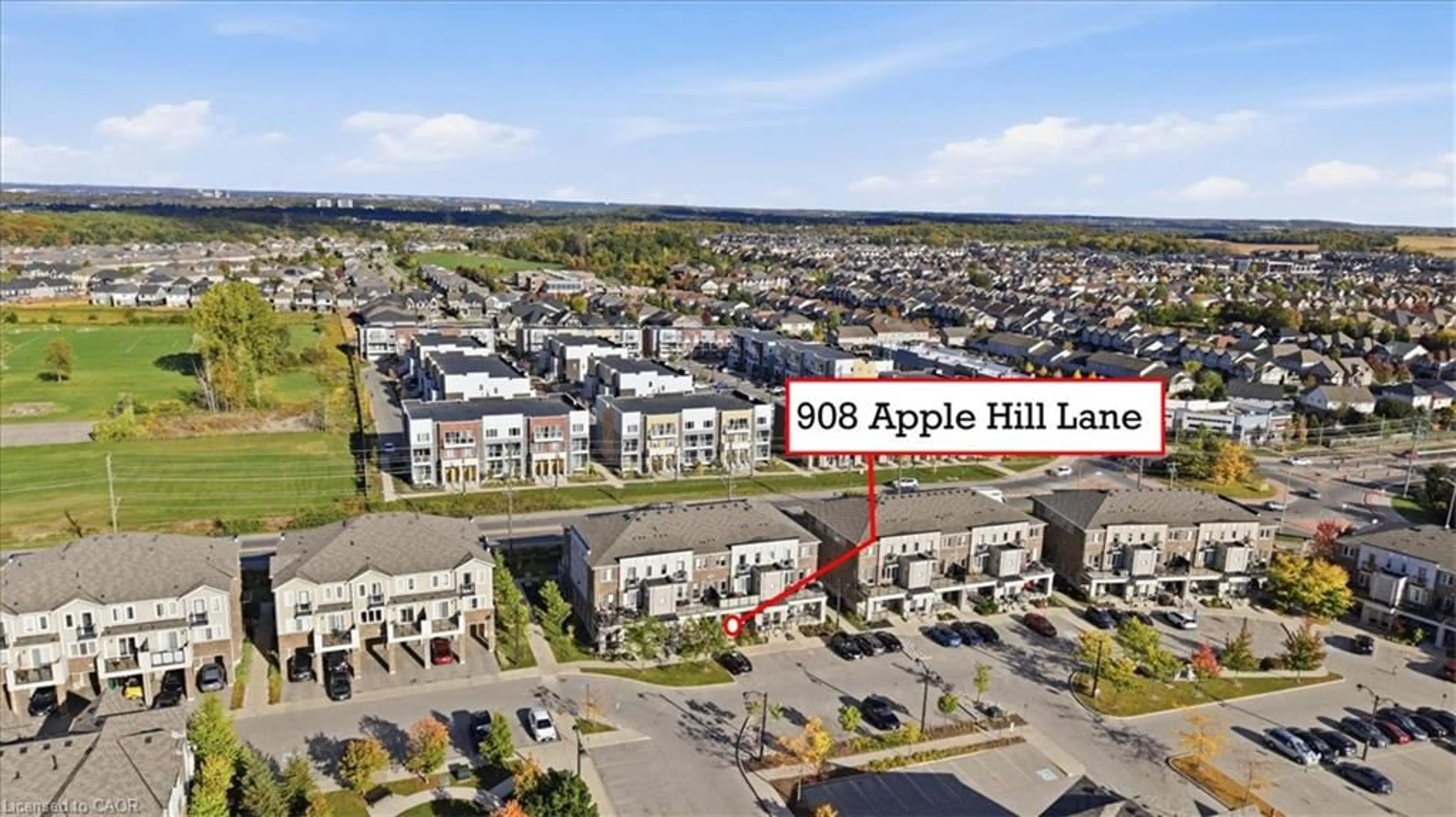 A pic from outside/outdoor area/front of a property/back of a property/a pic from drone, street for 908 Apple Hill Lane, Kitchener Ontario N2R 0L7