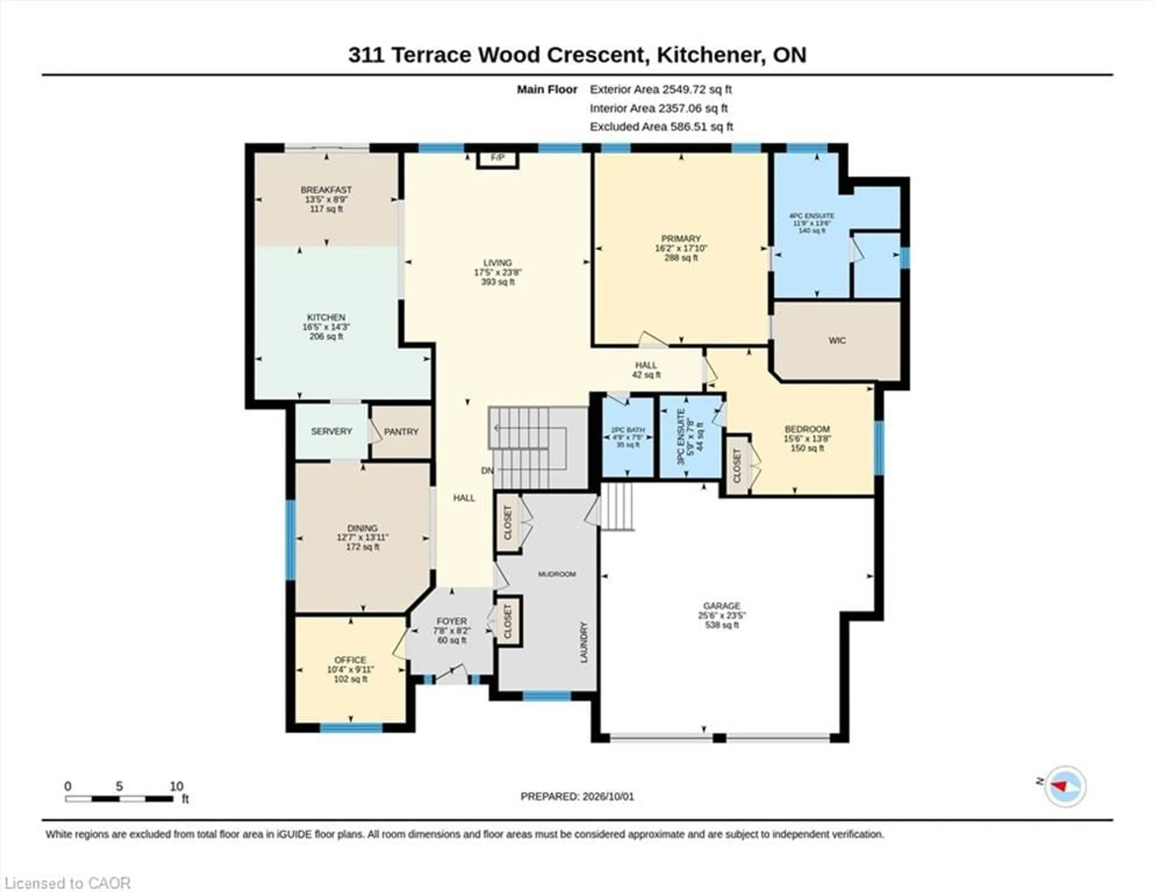 Floor plan for 311 Terrace Wood Cres, Kitchener Ontario N2P 0A8