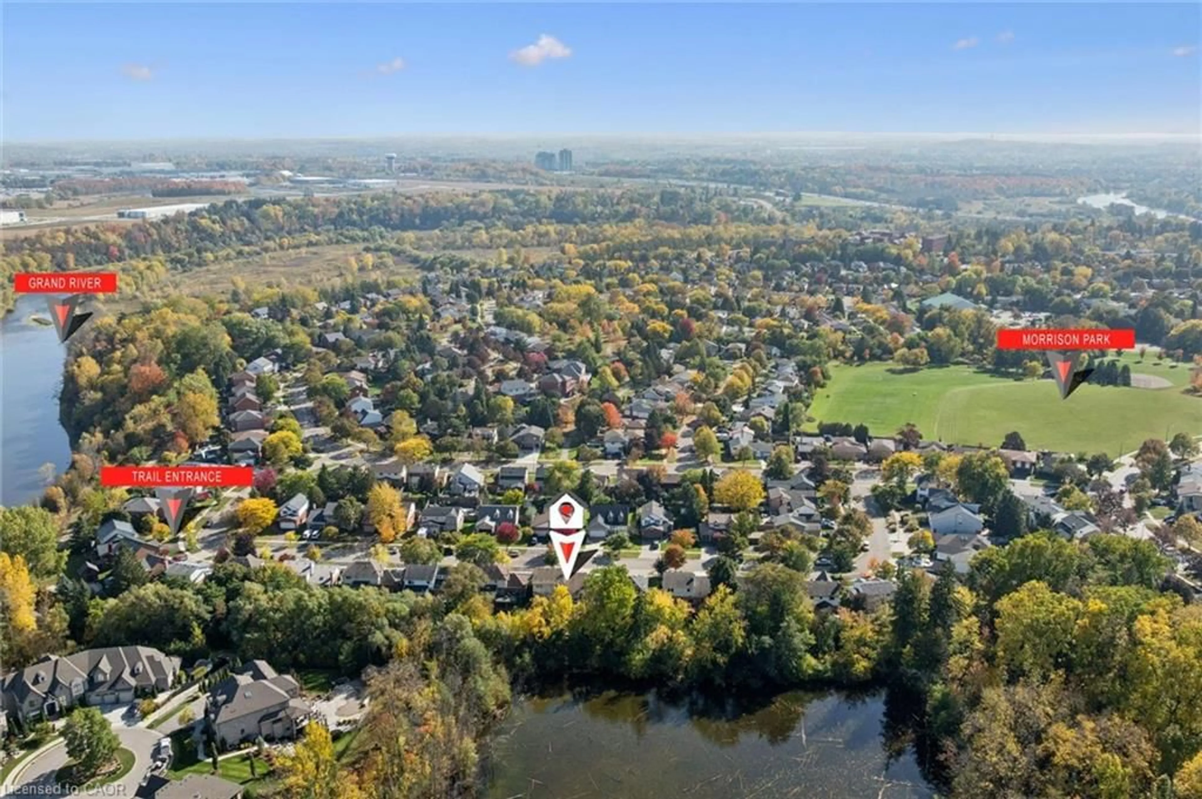 A pic from outside/outdoor area/front of a property/back of a property/a pic from drone, water/lake/river/ocean view for 53 Manitoulin Cres, Kitchener Ontario N2A 3J4