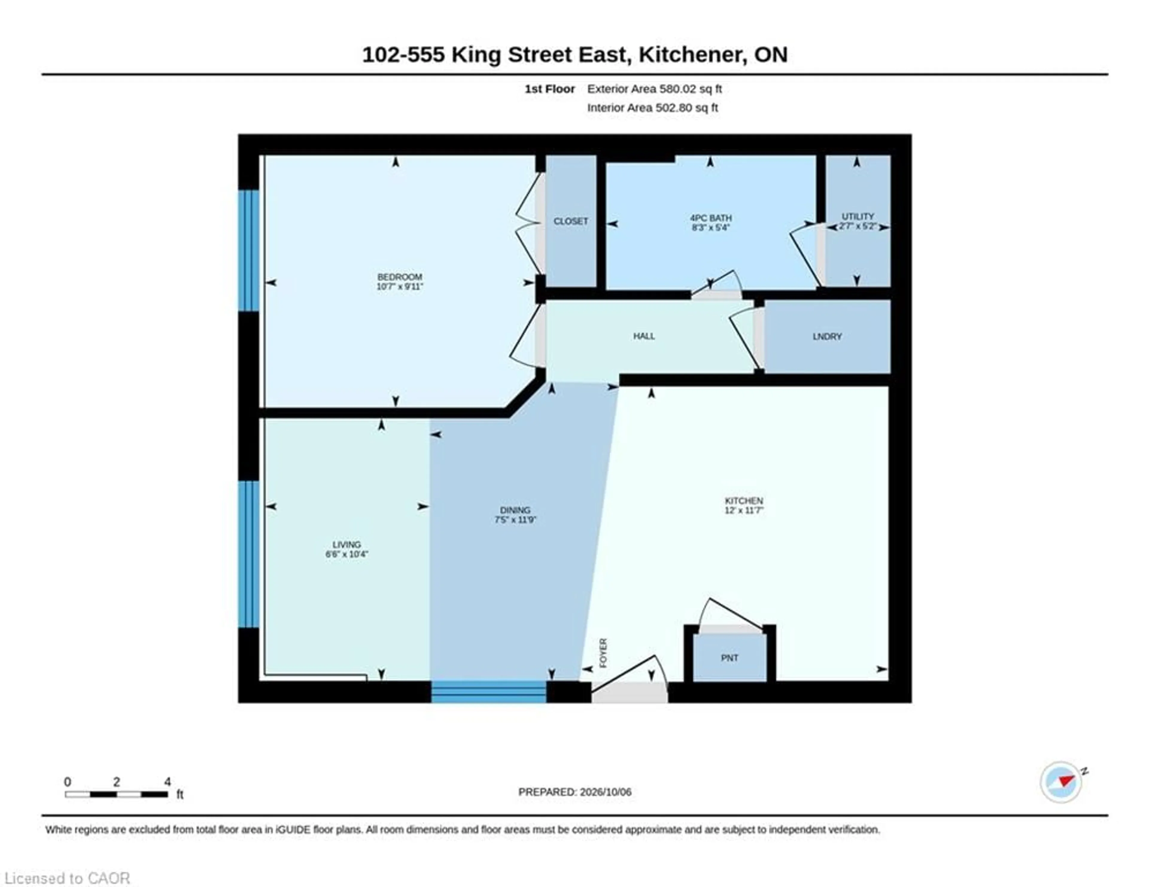 Floor plan for 555 King St #102, Kitchener Ontario N2G 2L9
