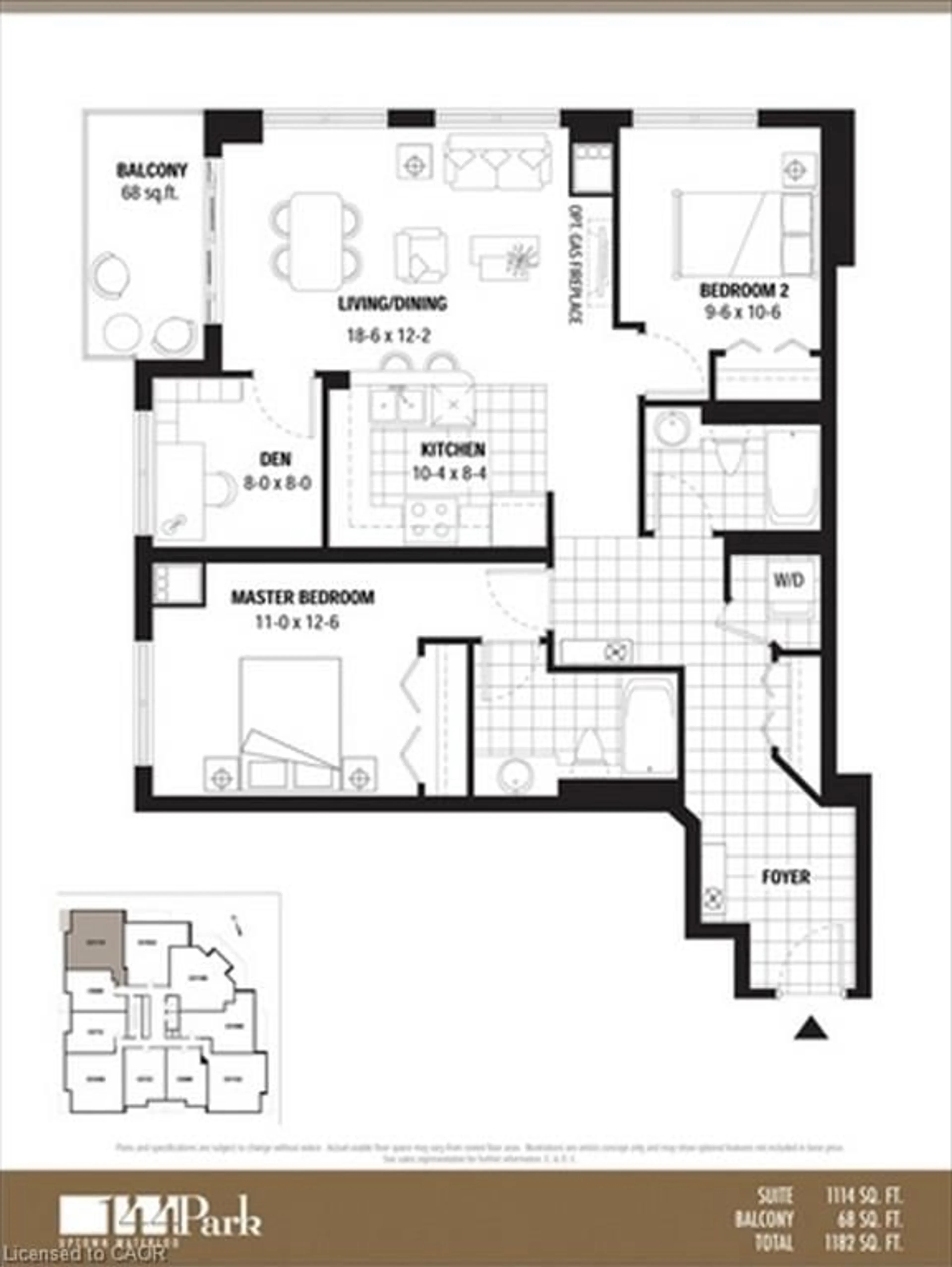 Floor plan for 144 Park St #808, Waterloo Ontario N2L 0B6