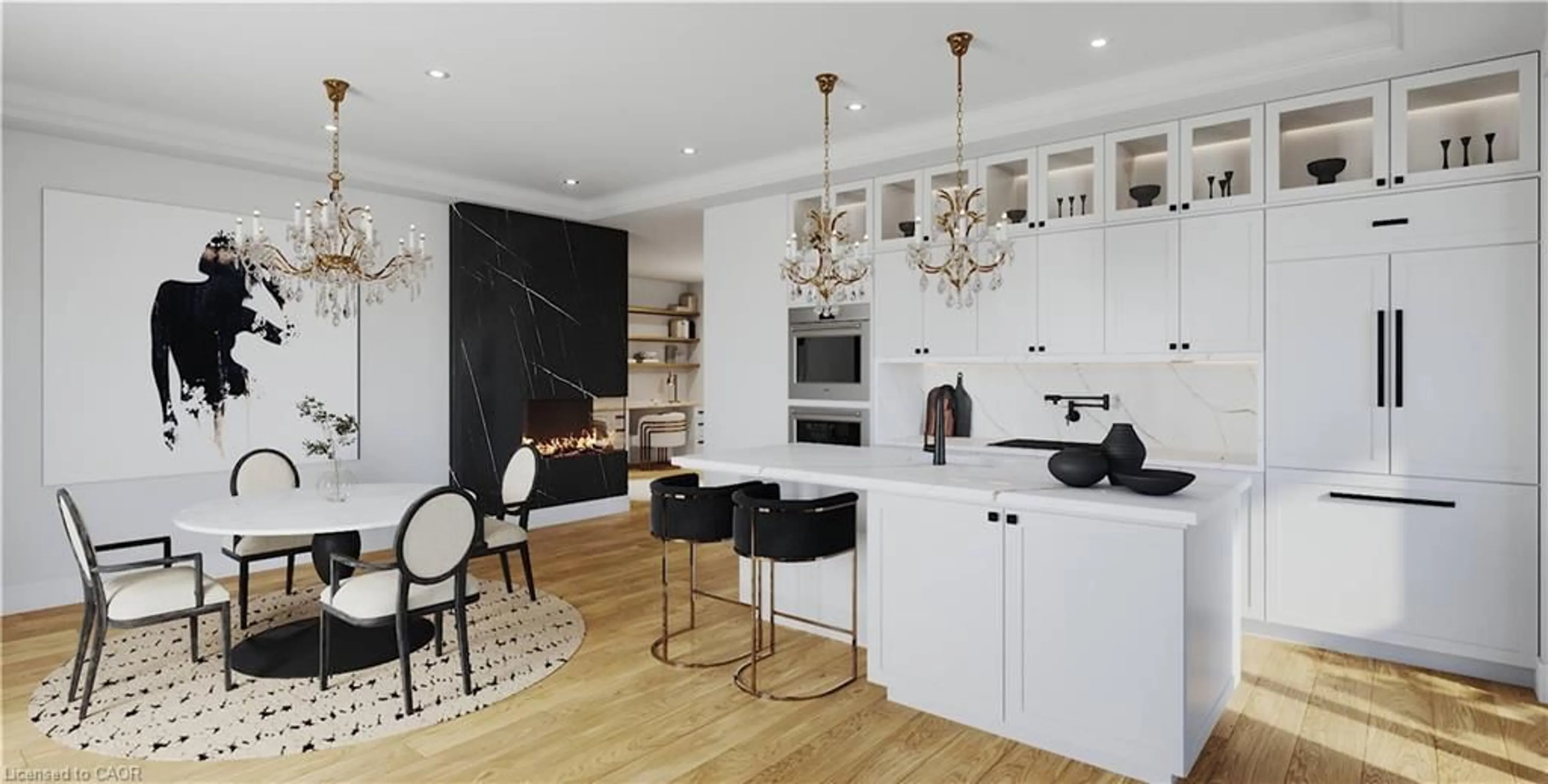 Open concept kitchen, wood/laminate floor for 21 Main St #117, Grimsby Ontario L3M 1M7