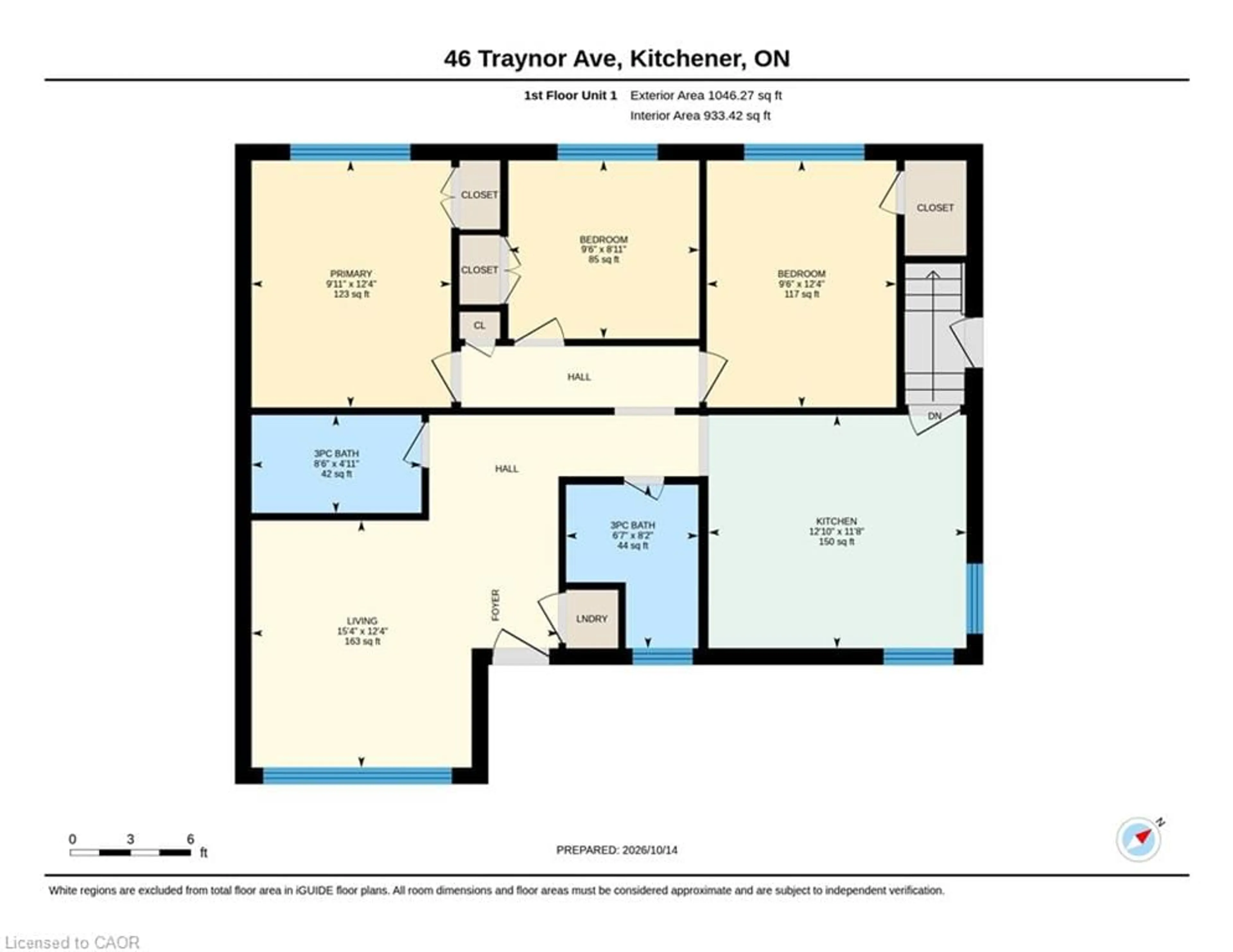 Floor plan for 46 Traynor Ave, Kitchener Ontario N2C 1V9