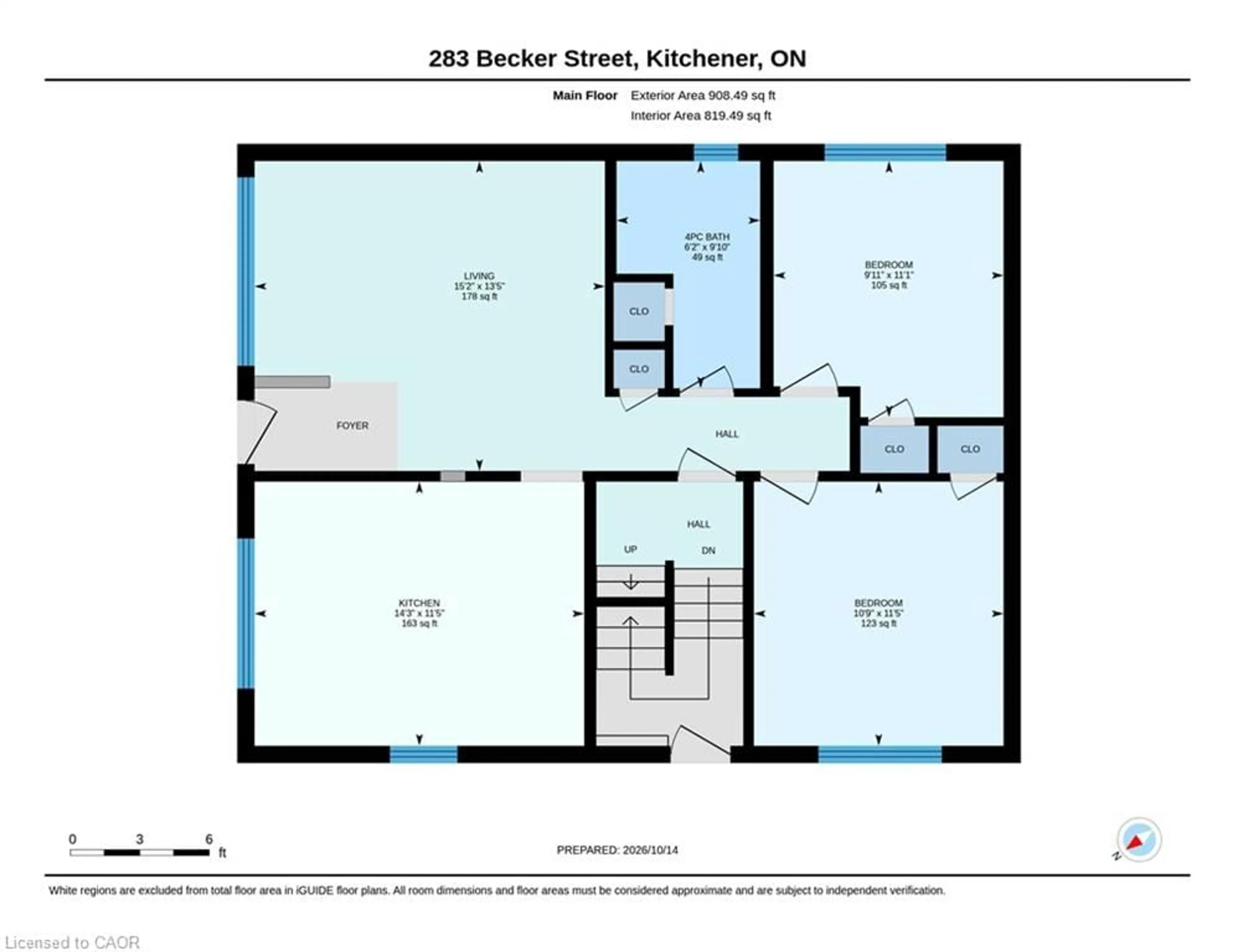 Floor plan for 283 Becker St, Kitchener Ontario N2B 1X8