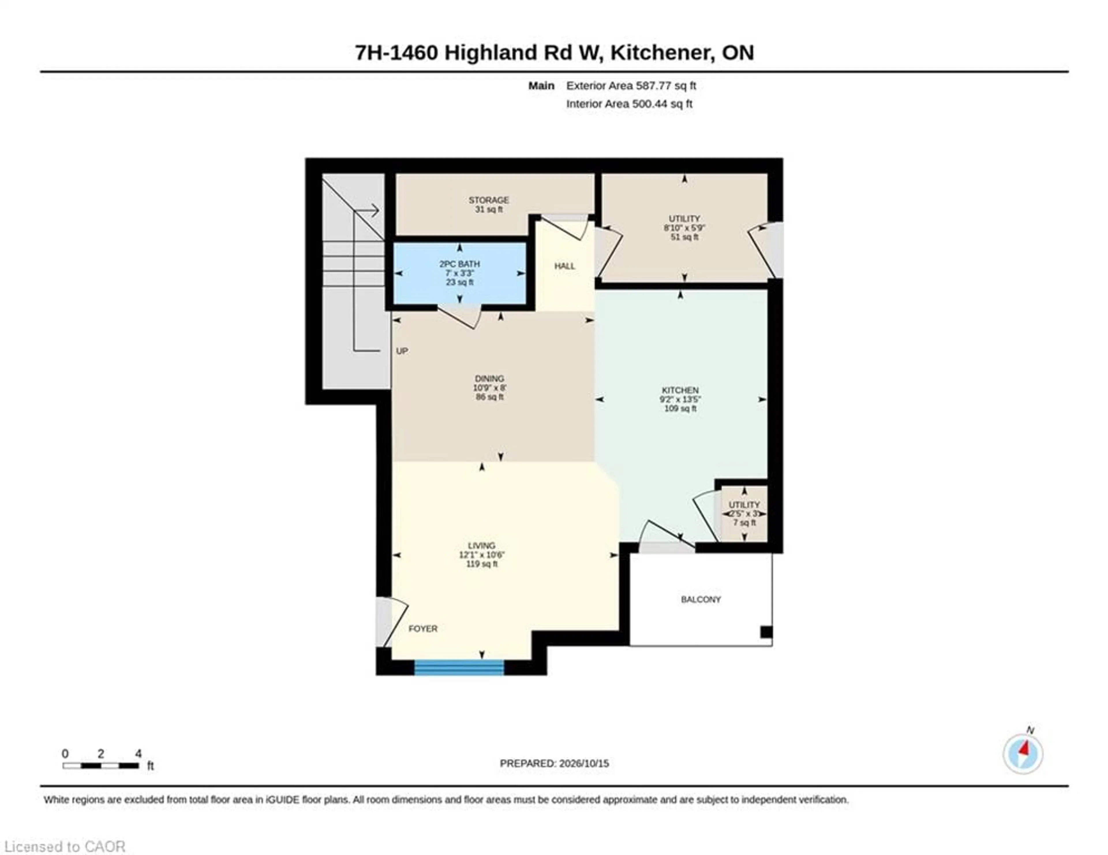 Floor plan for 1460 Highland Rd #7H, Kitchener Ontario N2N 0B7