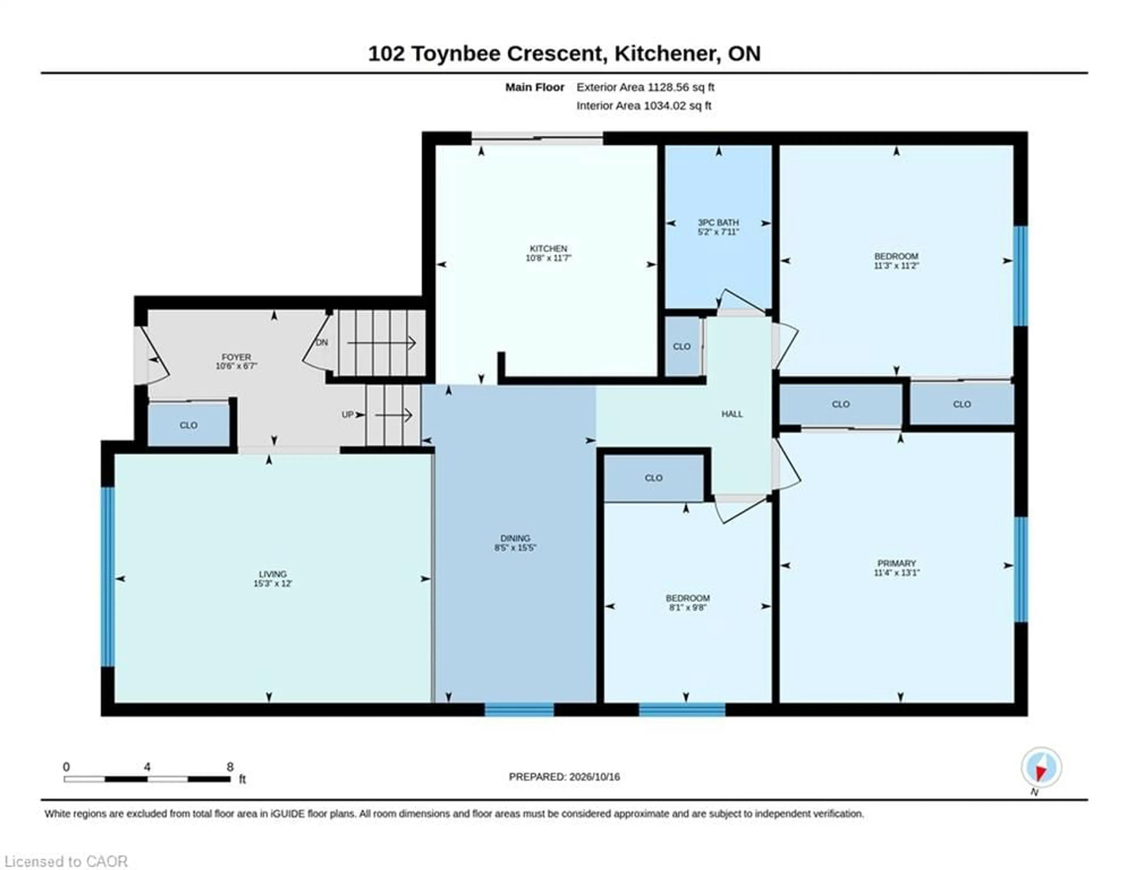 Floor plan for 102 Toynbee Cres, Kitchener Ontario N2N 1R9