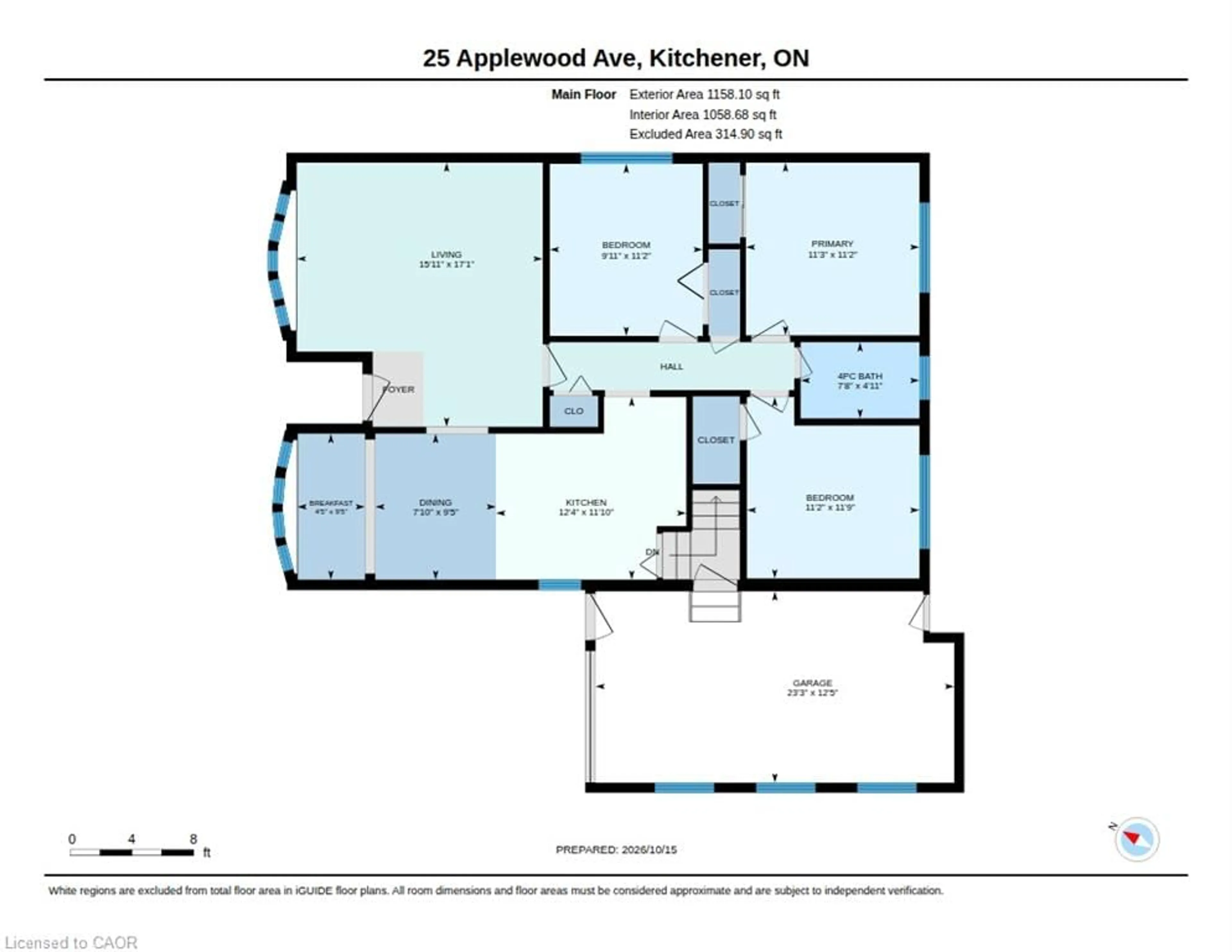 Floor plan for 25 Applewood Ave, Kitchener Ontario N2B 1V9