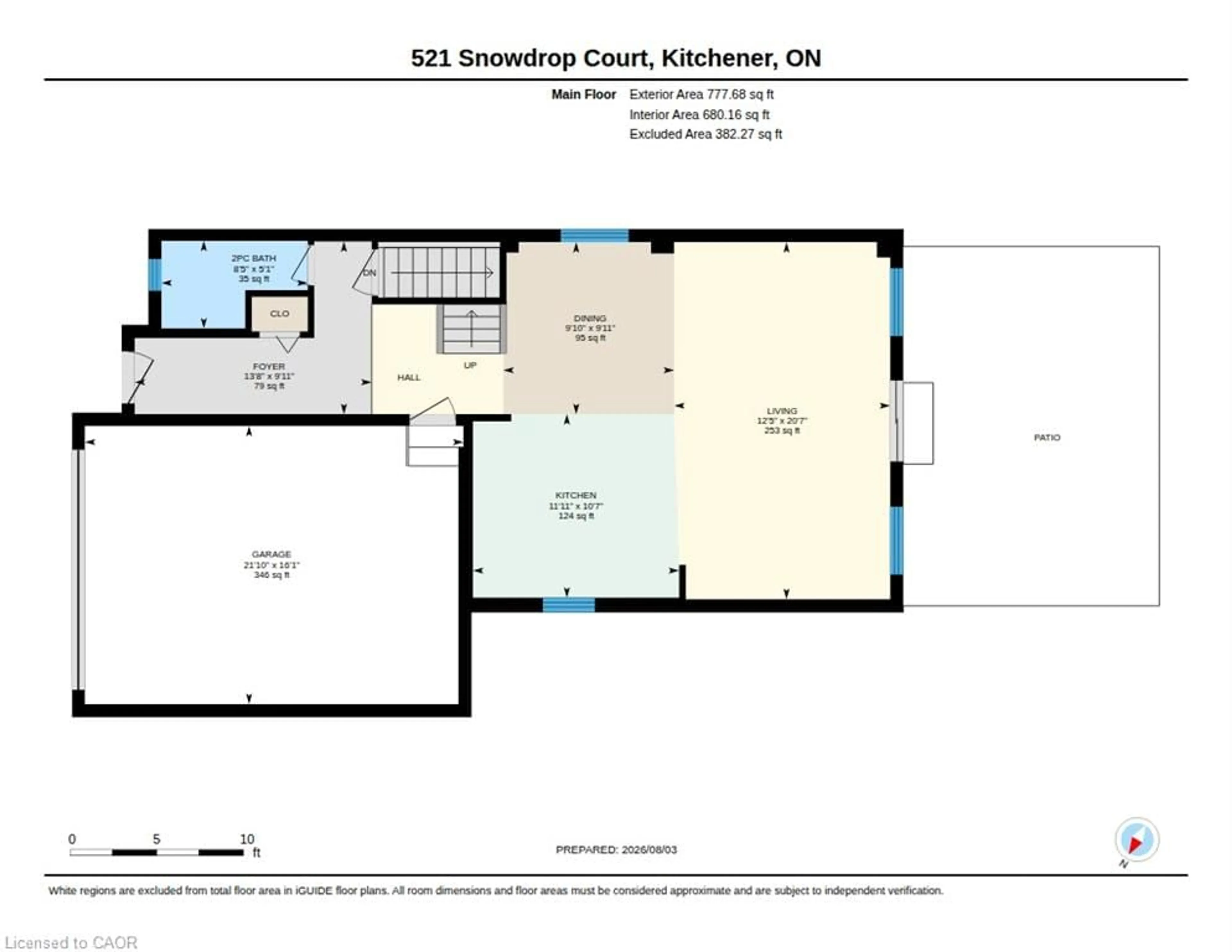 Floor plan for 521 Snowdrop Crt, Kitchener Ontario N2E 4G4