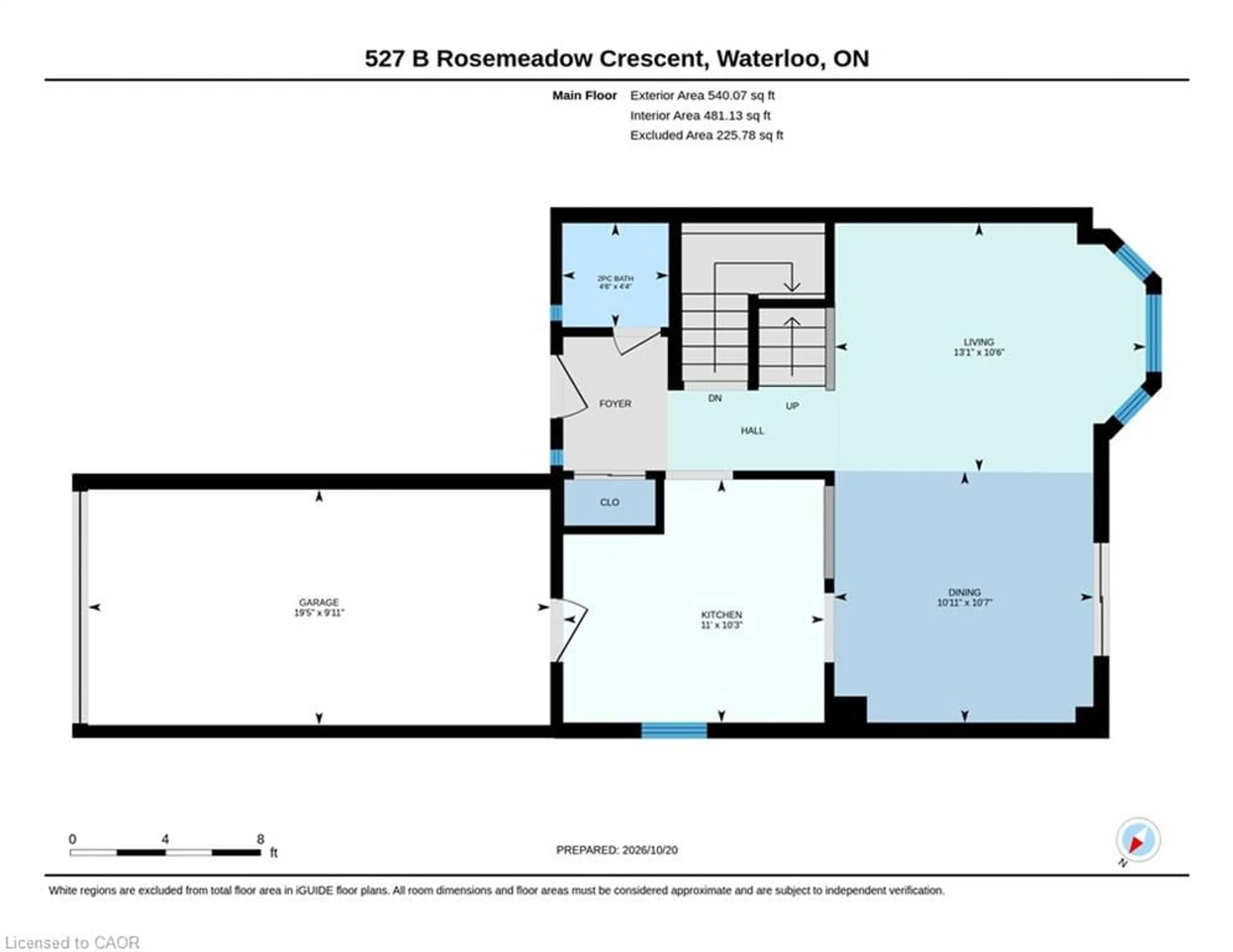 Floor plan for 527B Rosemeadow Cres, Waterloo Ontario N2T 1Z9