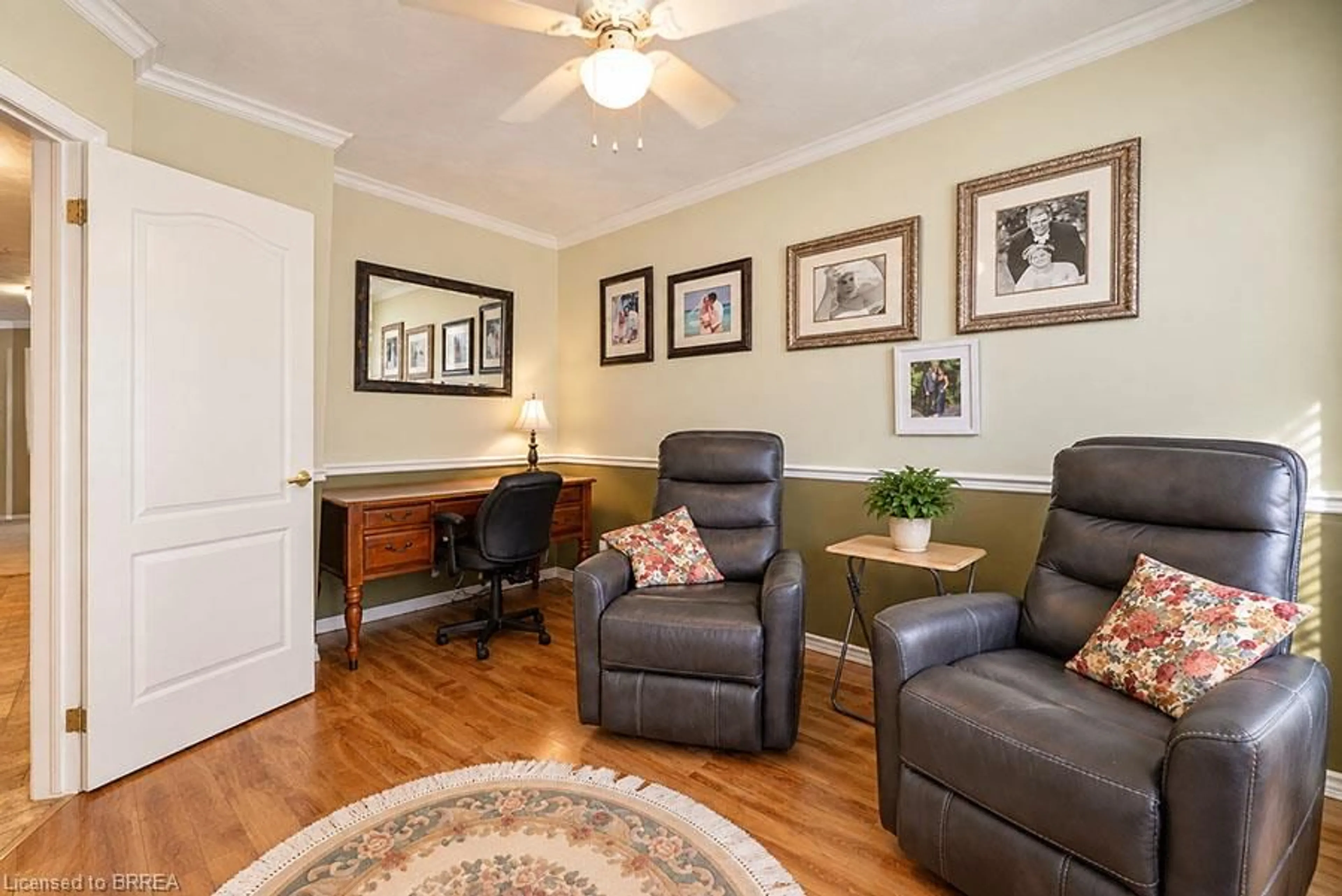 Living room with furniture, wood/laminate floor for 5 Yin St #3, Waterford Ontario N0E 1Y0