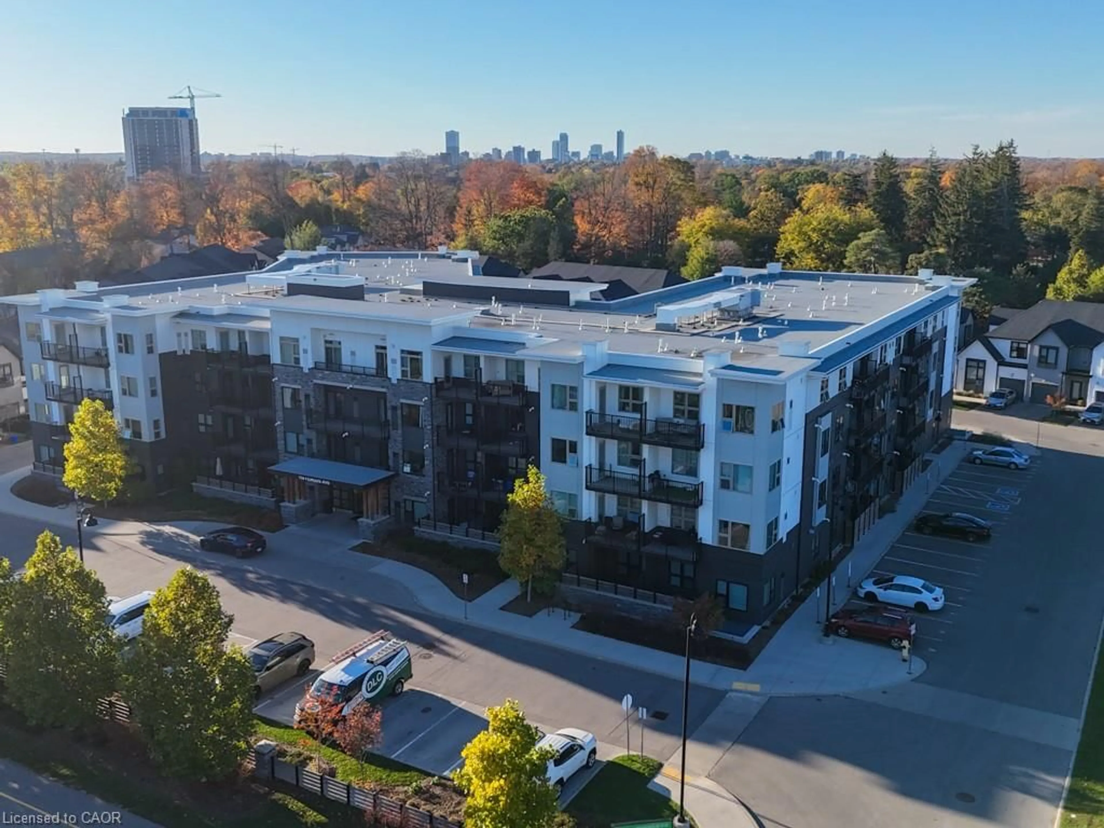 A pic from outside/outdoor area/front of a property/back of a property/a pic from drone, city buildings view from balcony for 110 Fergus Ave #319, Kitchener Ontario N2A 0K9