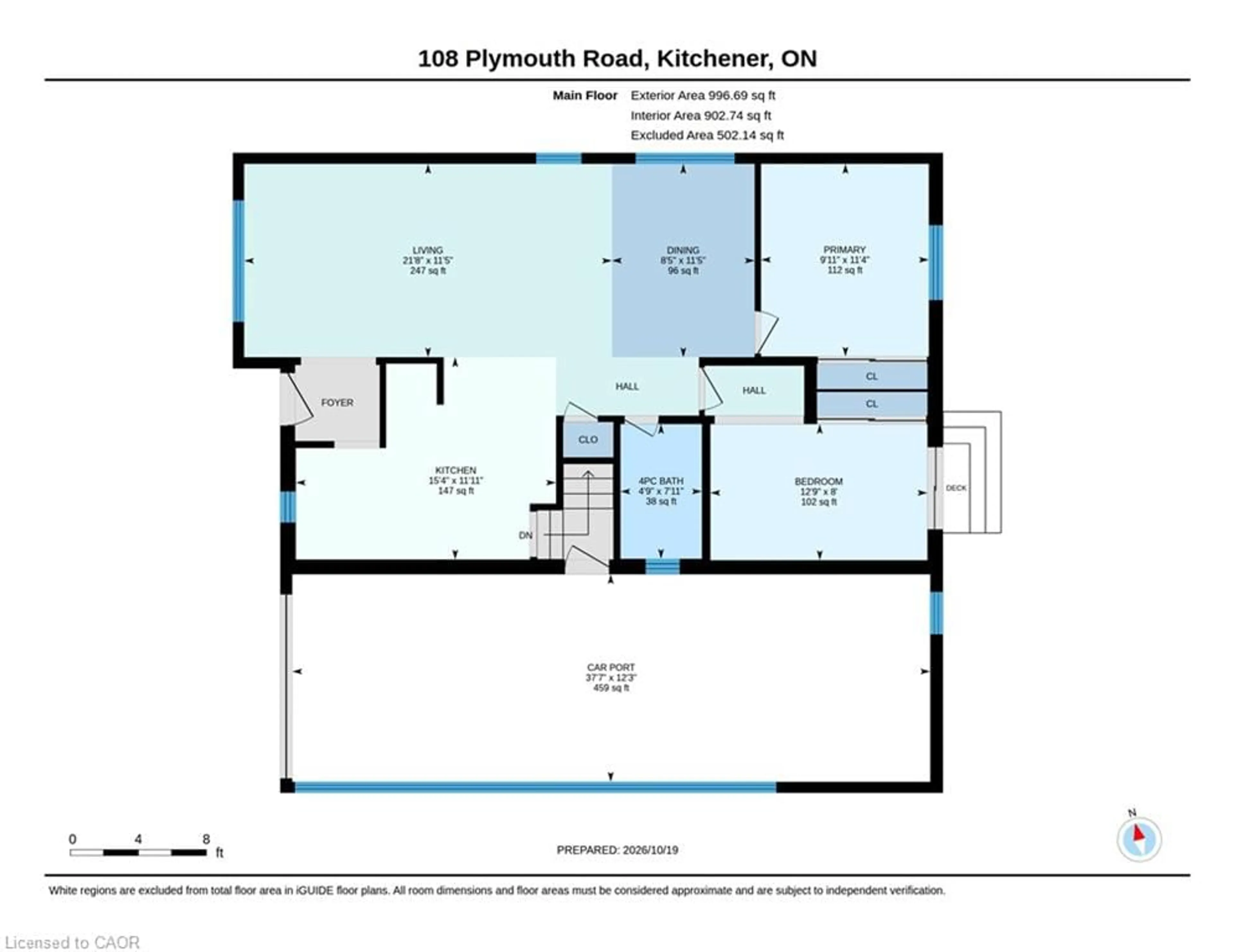 Floor plan for 108 Plymouth Rd, Kitchener Ontario N2G 3G5