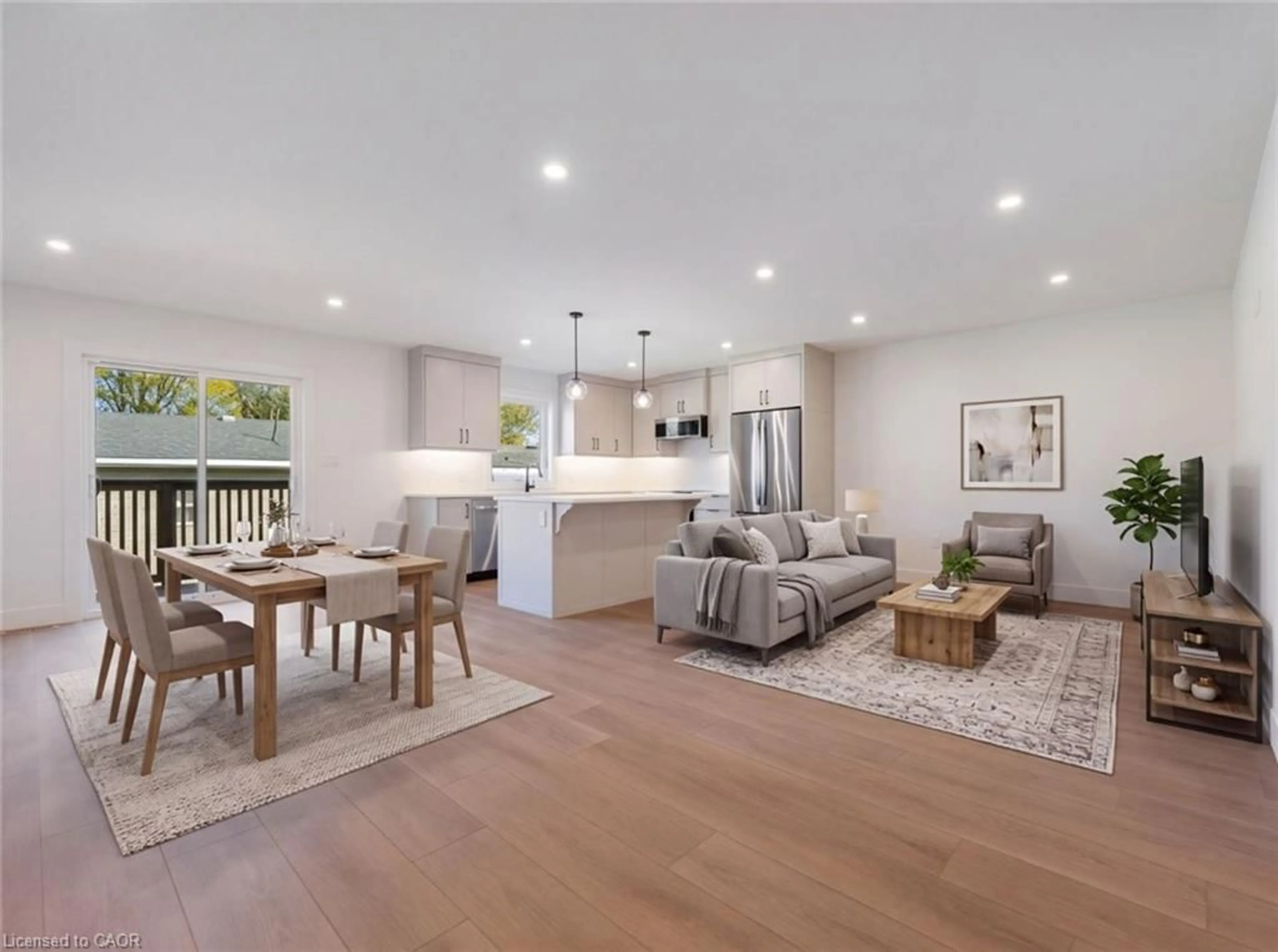 Open concept kitchen, wood/laminate floor for 155 Davis St #2, Wardsville Ontario N0L 2N0