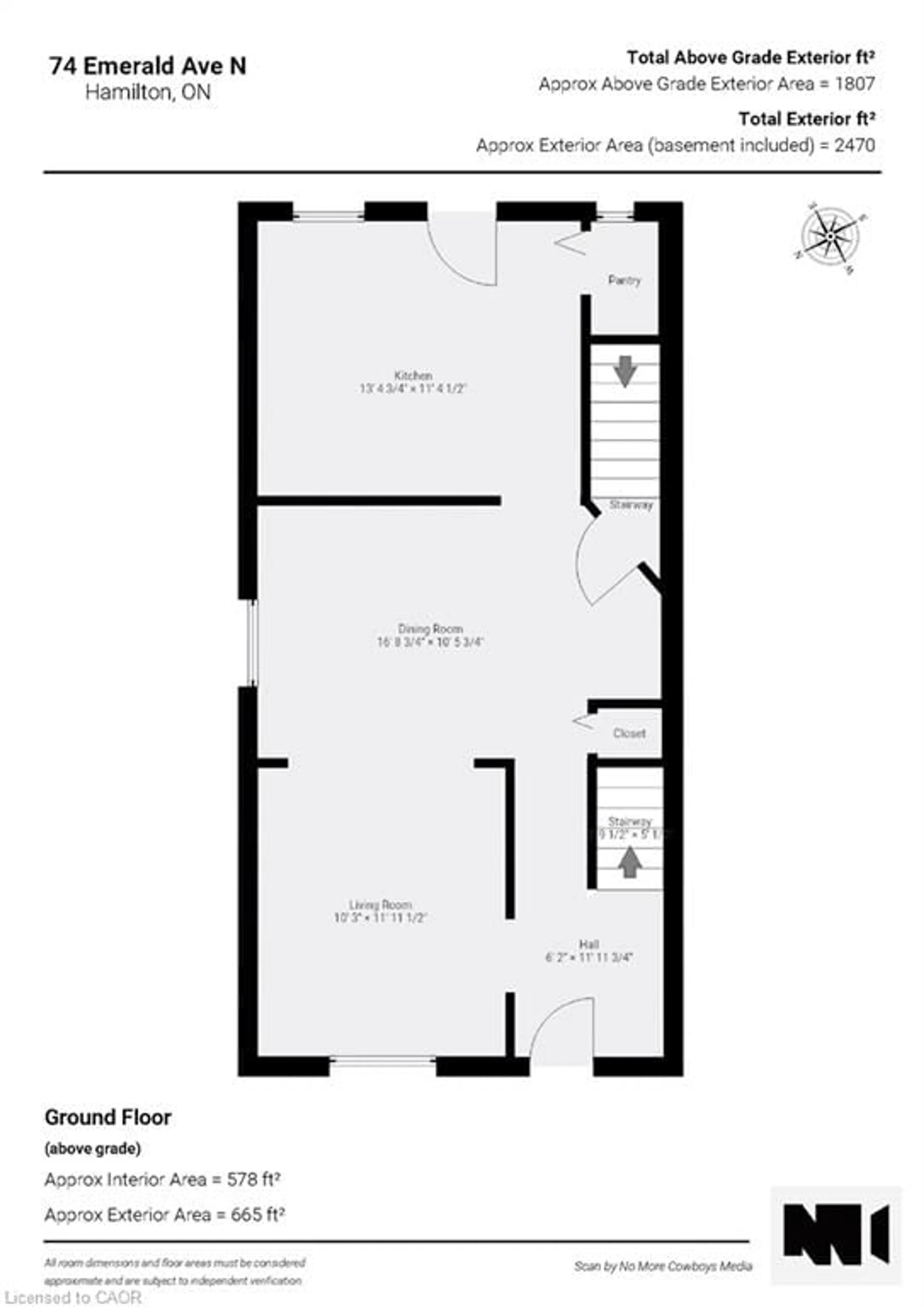 Floor plan for 74 Emerald St, Hamilton Ontario L8L 5K3
