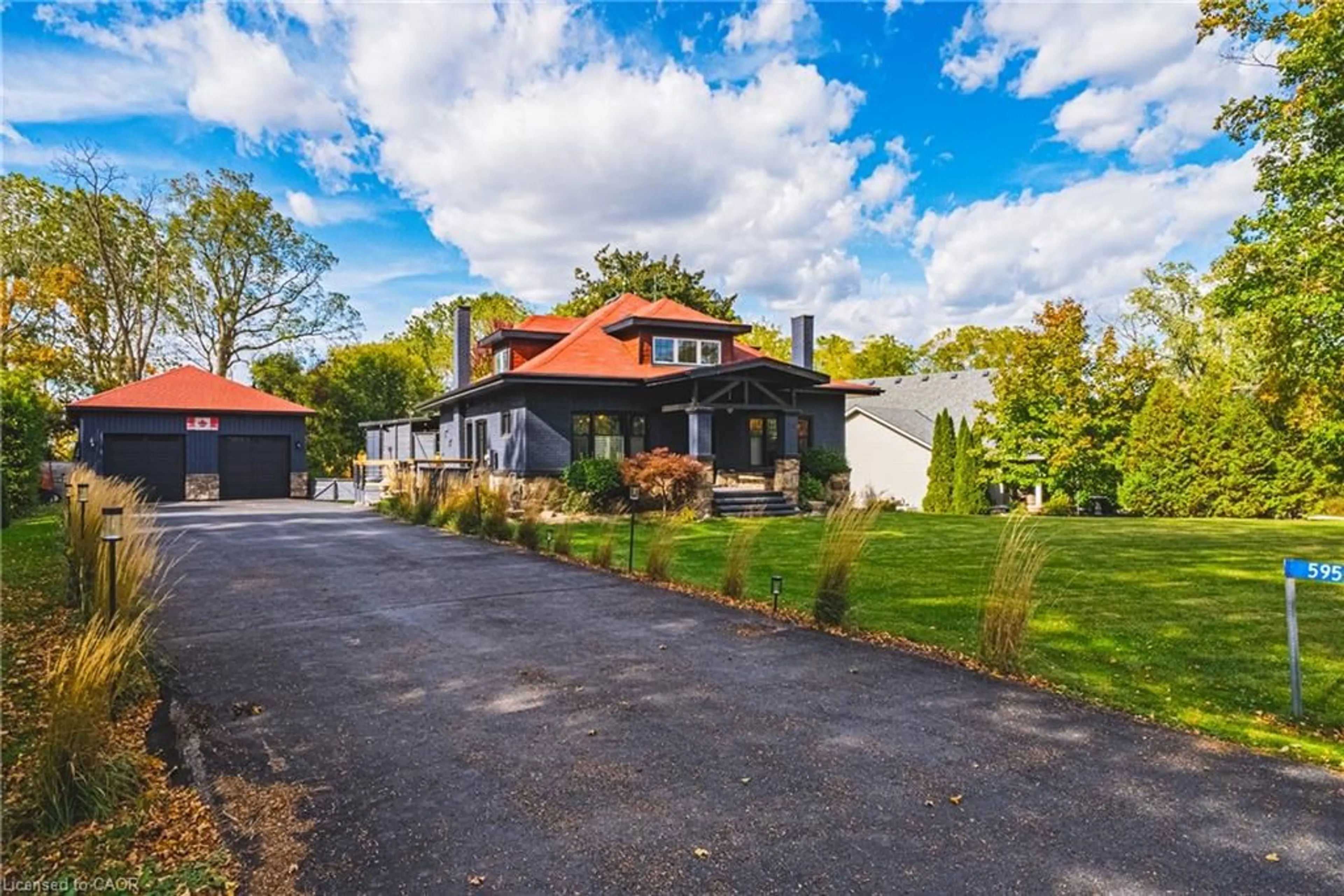 A pic from outside/outdoor area/front of a property/back of a property/a pic from drone, street for 595 Mount Pleasant Rd, Brantford Ontario N3T 5L5