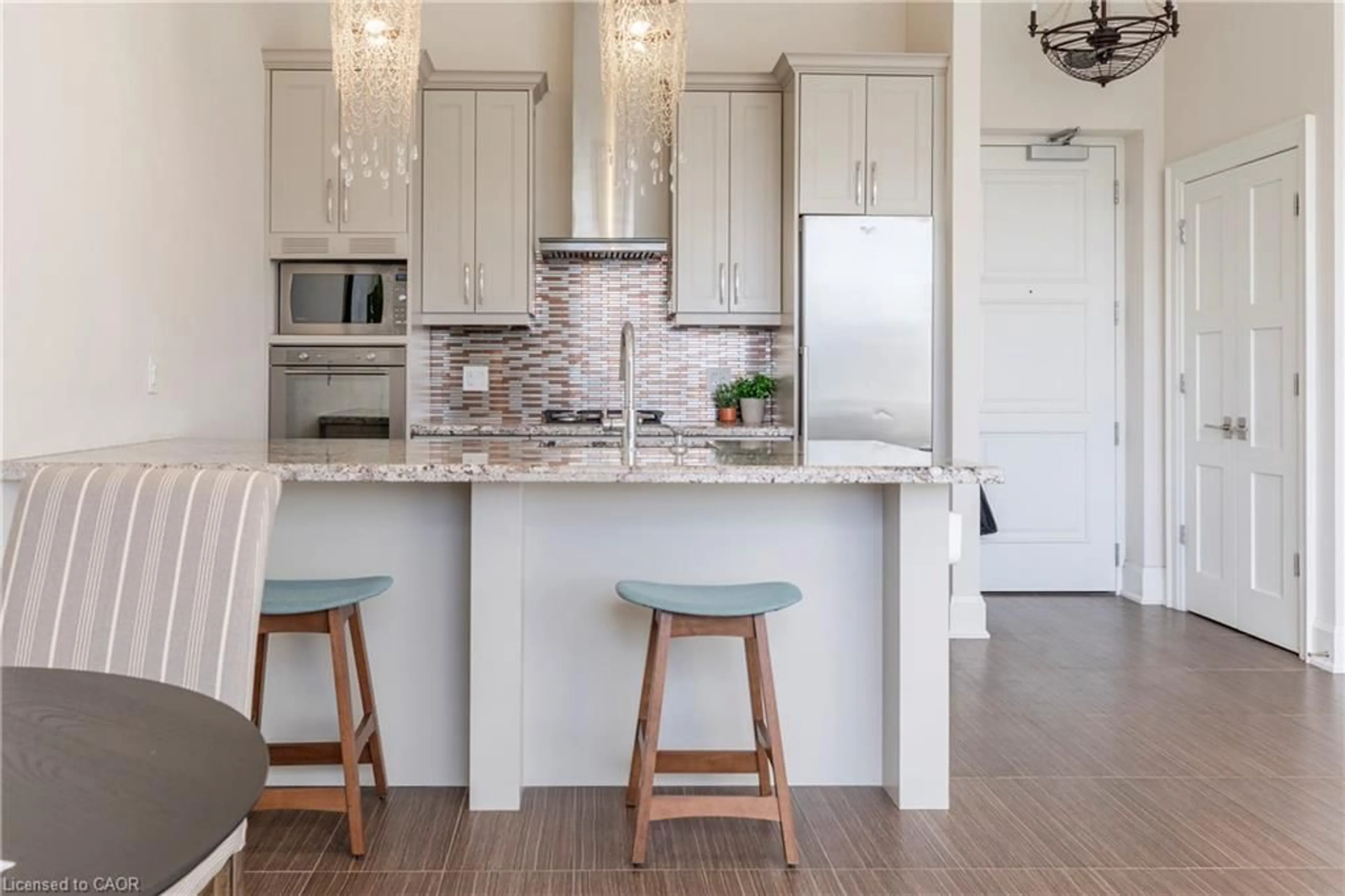 Contemporary kitchen, ceramic/tile floor for 397 King St #207, Dundas Ontario L9H 1W9