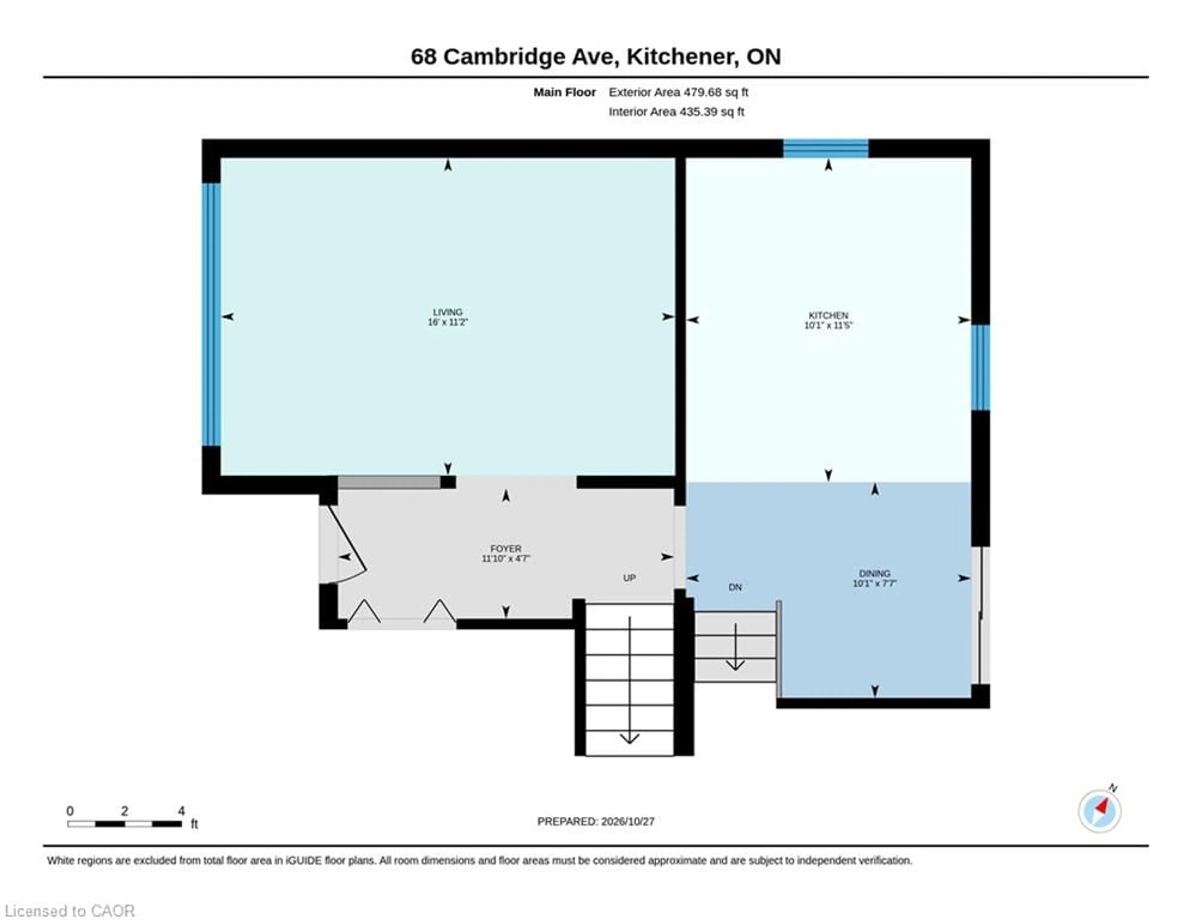 Floor plan for 68 Cambridge Ave, Kitchener Ontario N2B 1N4