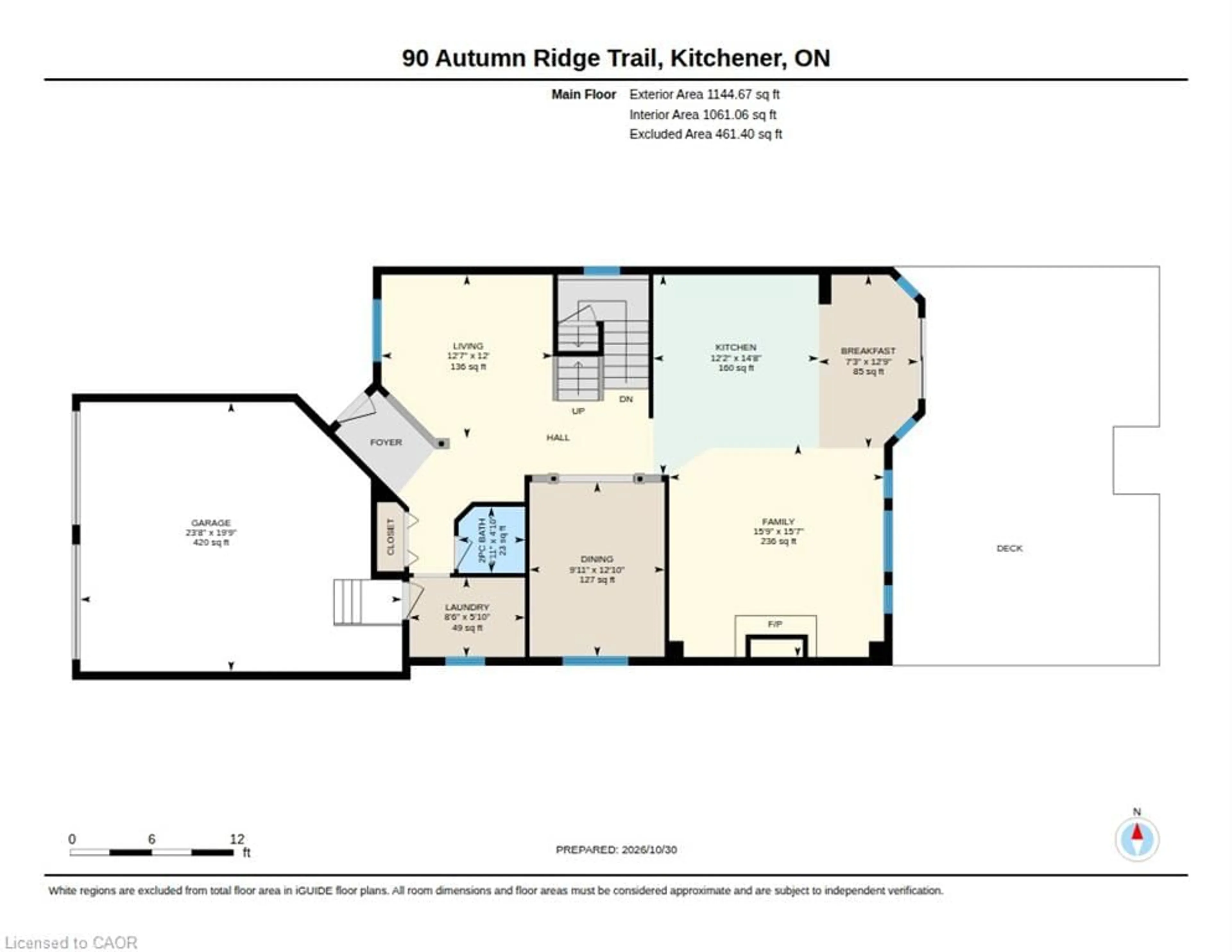 Floor plan for 90 Autumn Ridge Trail, Kitchener Ontario N2P 2K1