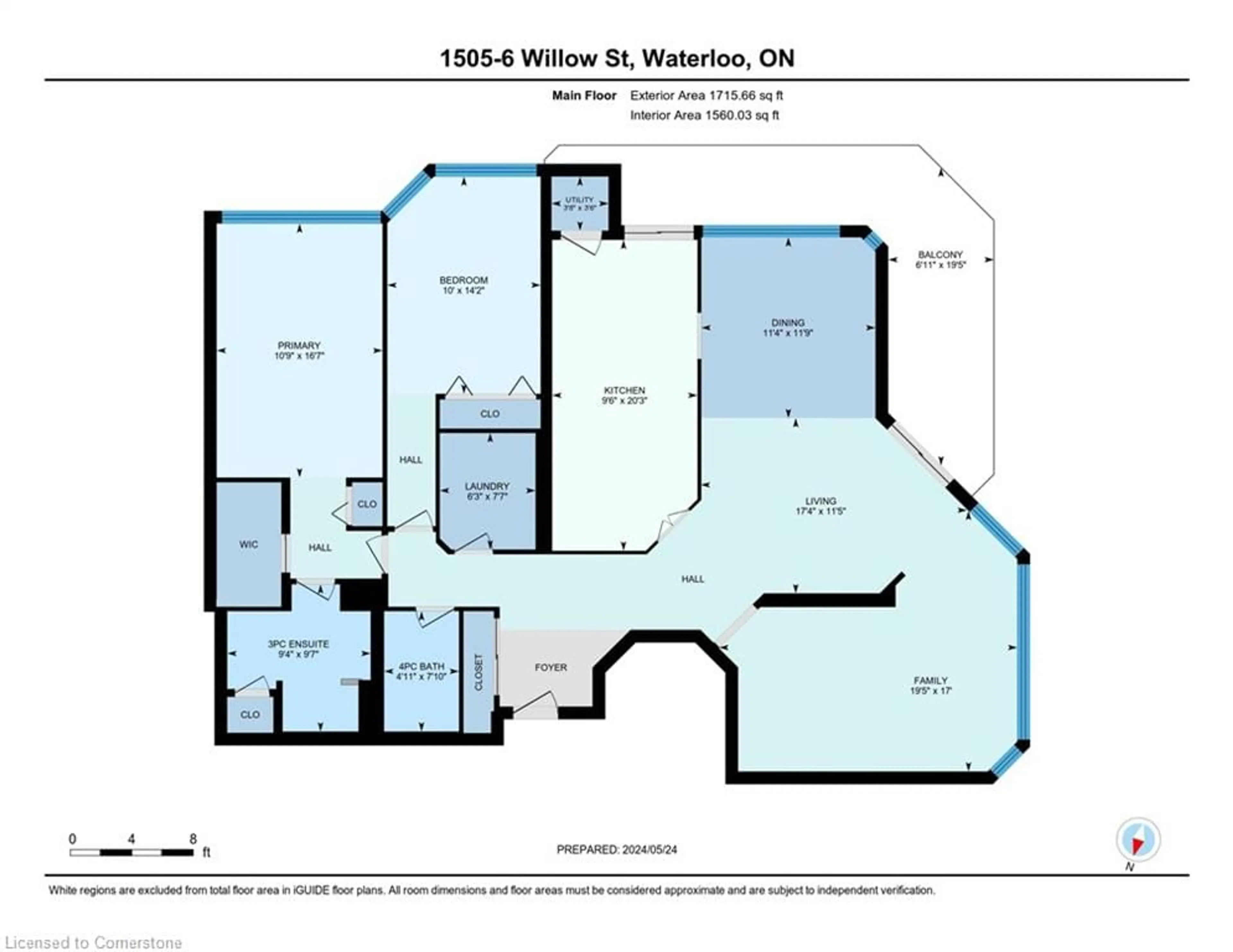 Floor plan for 6 Willow St ##1505, Waterloo Ontario N2J 4S3