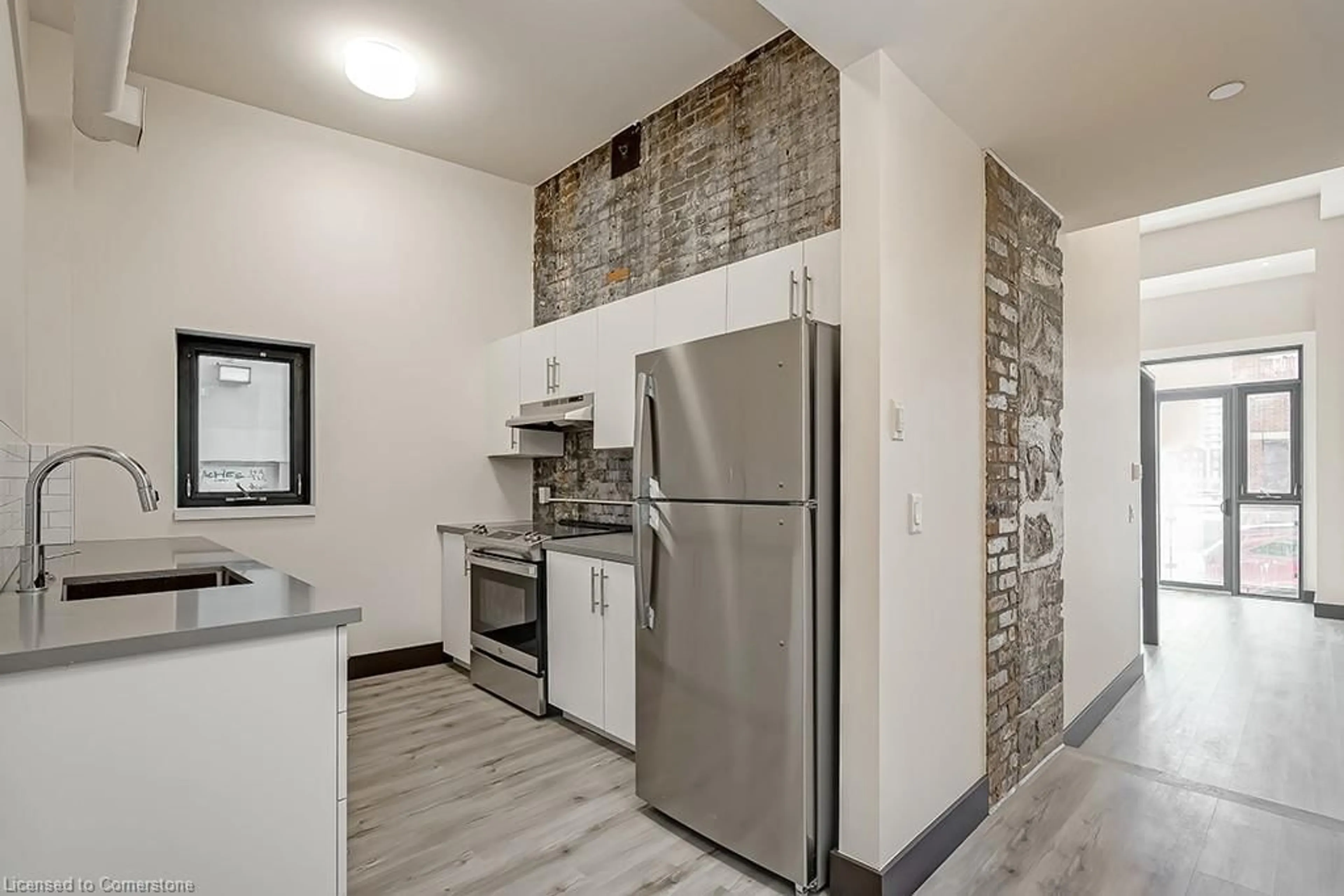 Standard kitchen, cement floor, cottage for 121 King St #106, Hamilton Ontario L7N 1A9