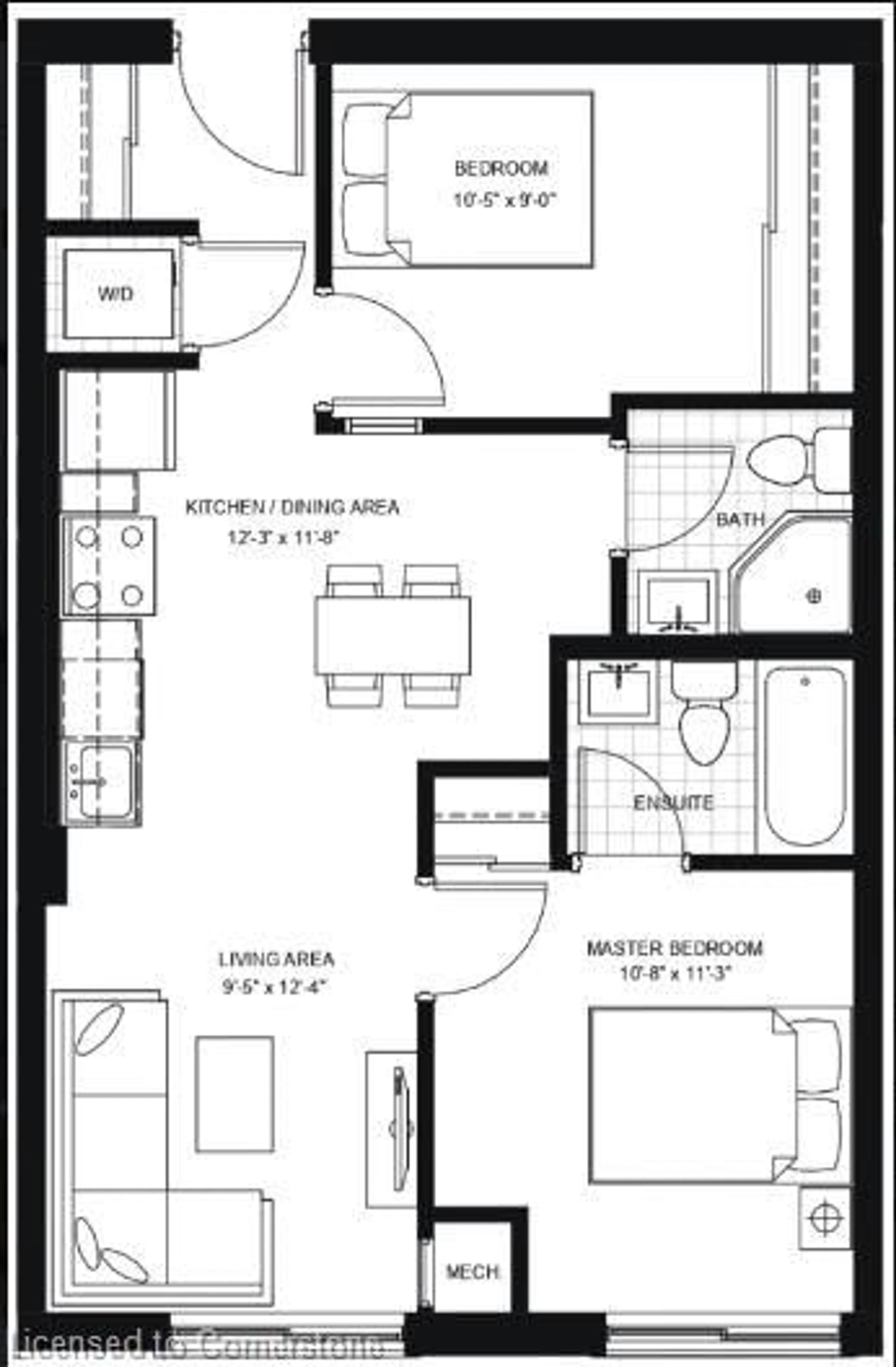 Floor plan for 1 Wellington St #613, Brantford Ontario N3T 2L3