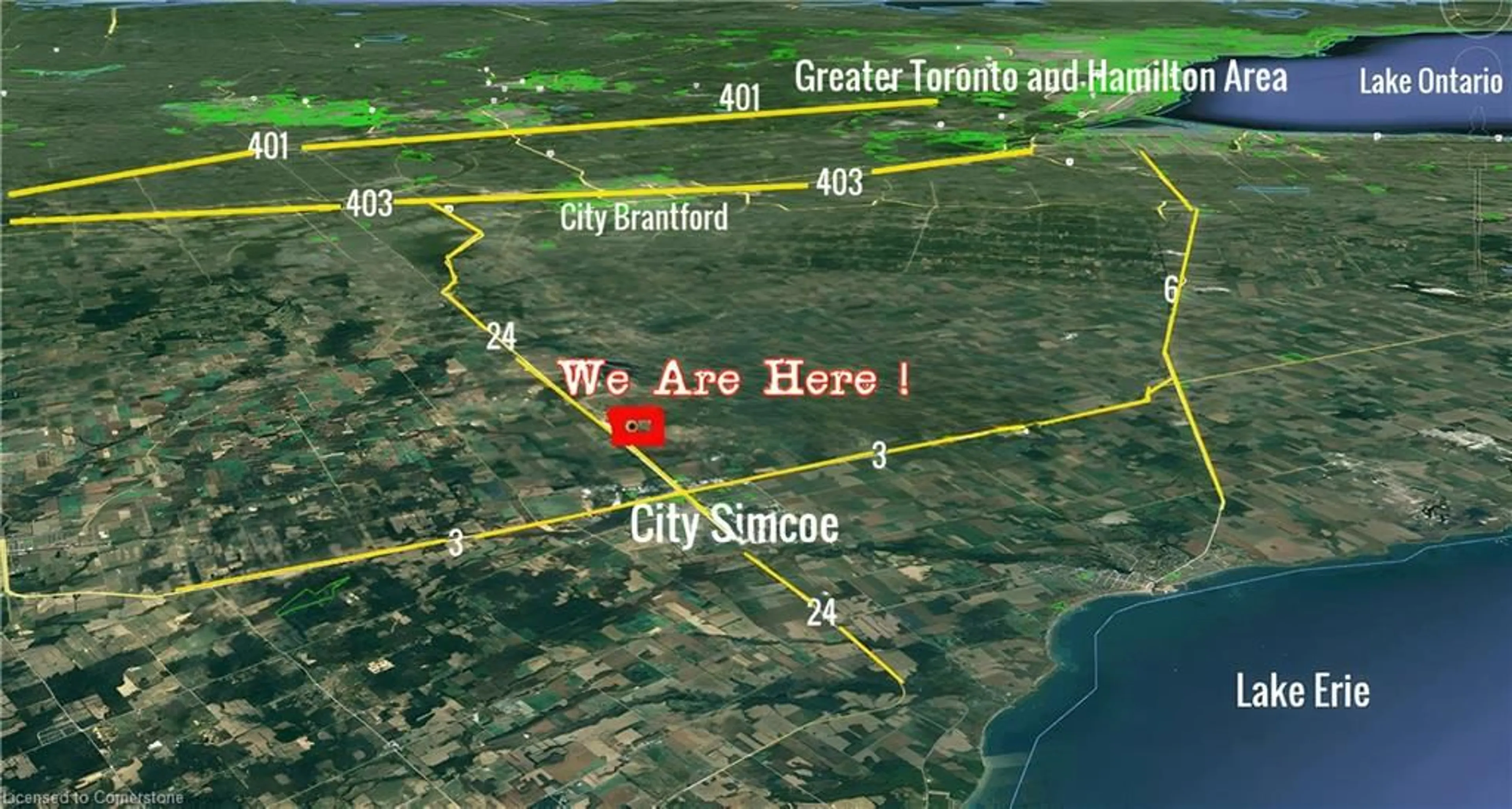 Picture of a map for 2492 Highway 24, Simcoe Ontario N3Y 4K3