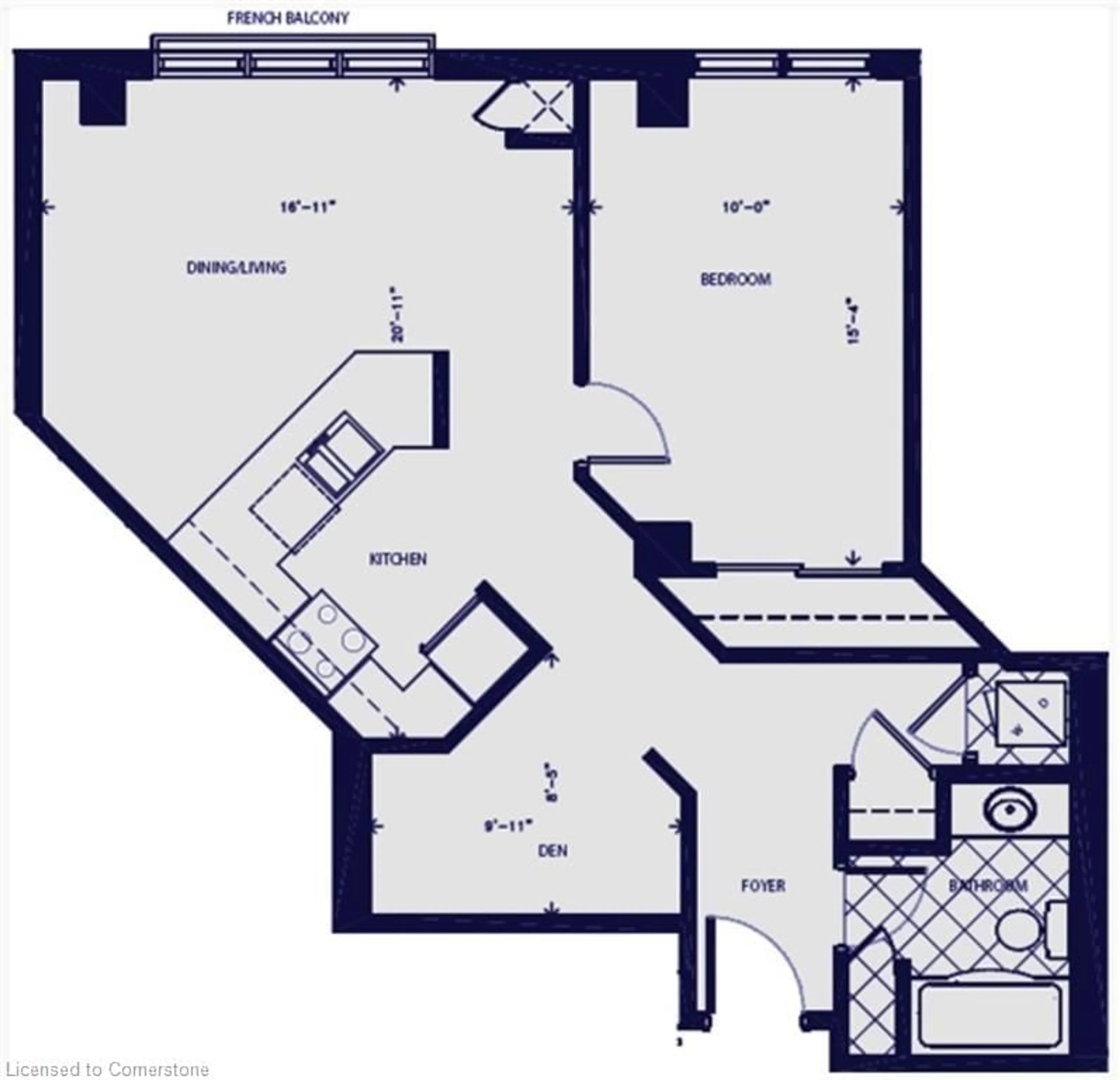 Floor plan for 135 James St #217, Hamilton Ontario L8P 2Z6