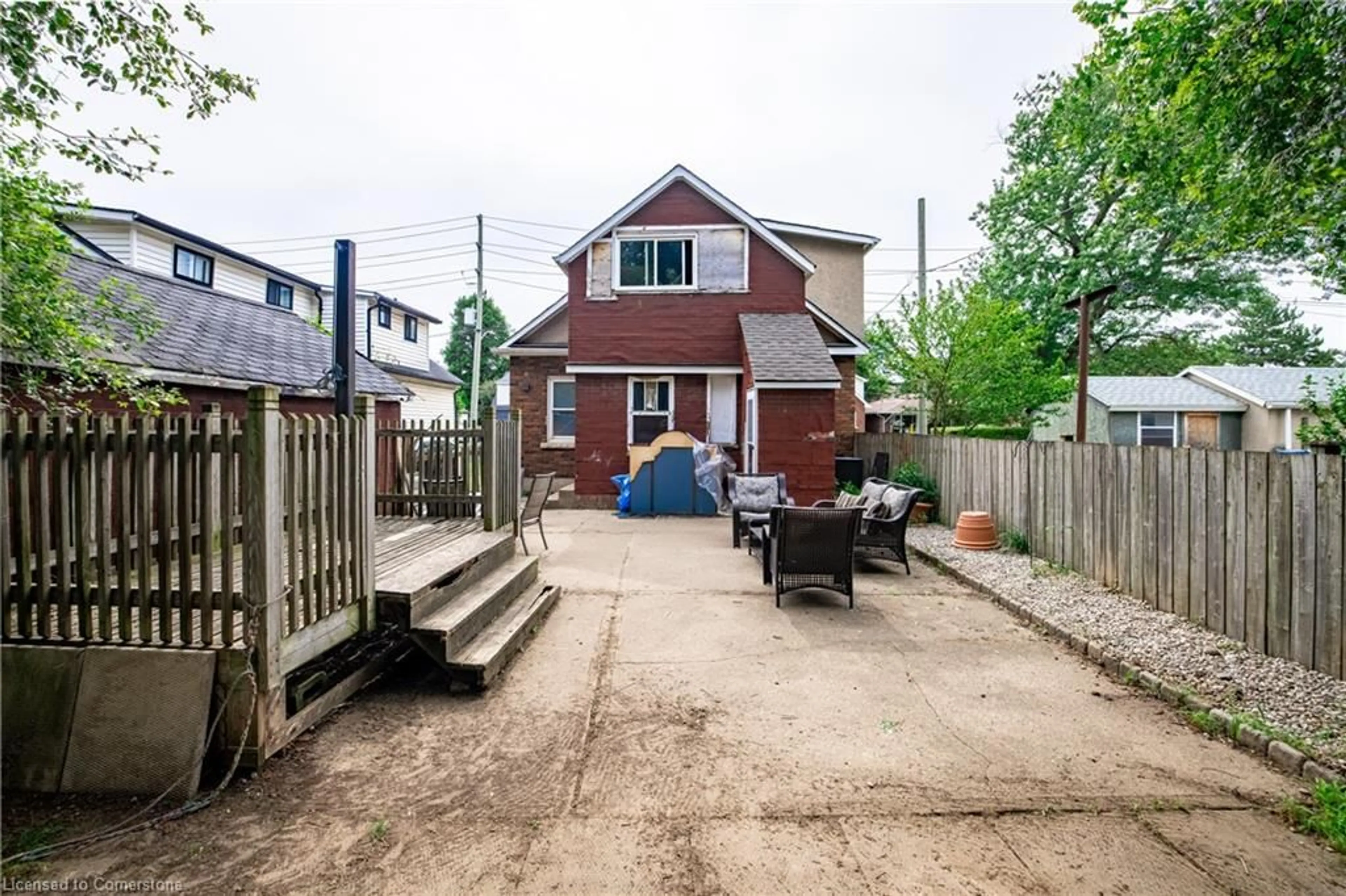 Patio, the fenced backyard for 44 Haig St, St. Catharines Ontario L2R 6K8