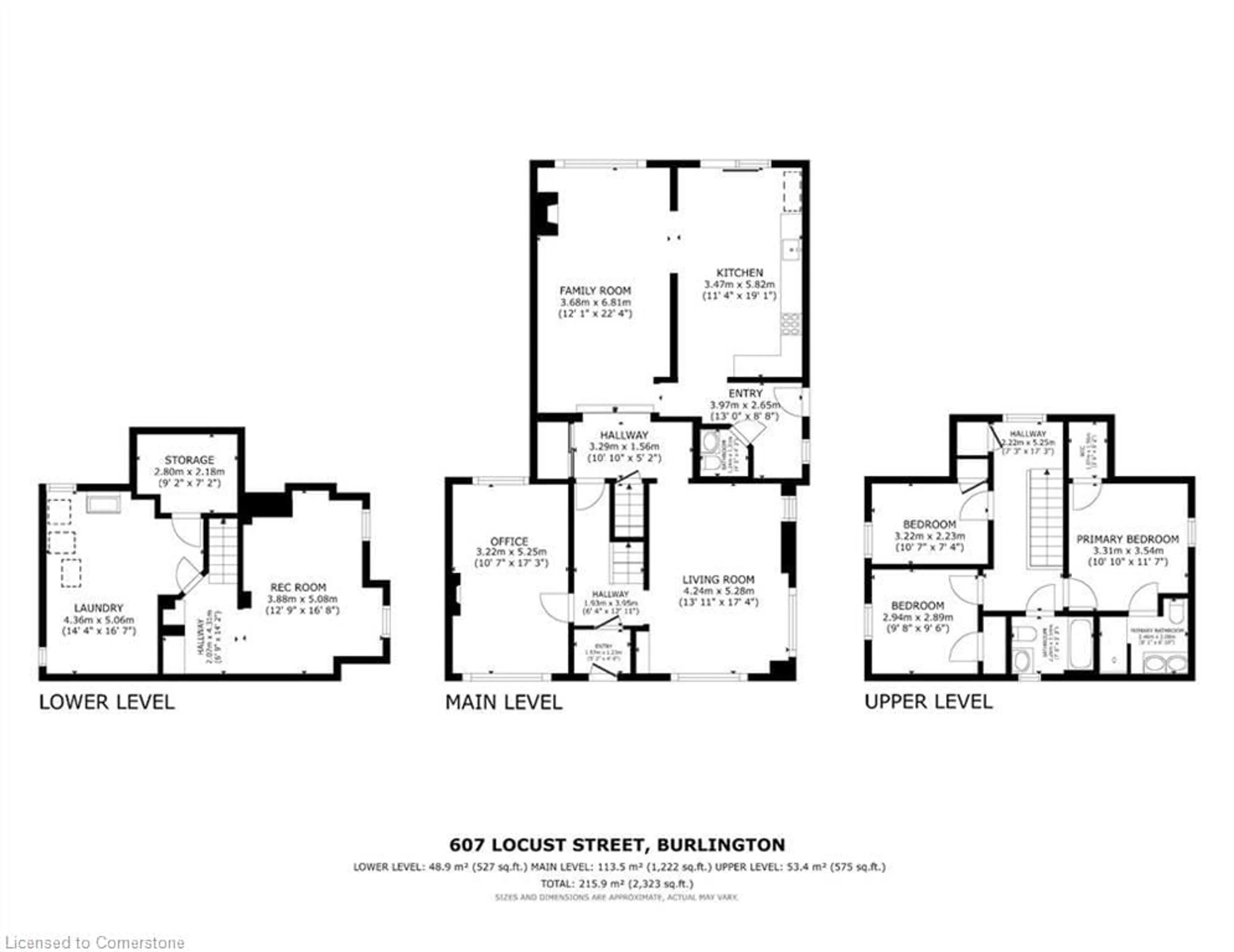 Floor plan for 607 Locust St, Burlington Ontario L7S 1V9