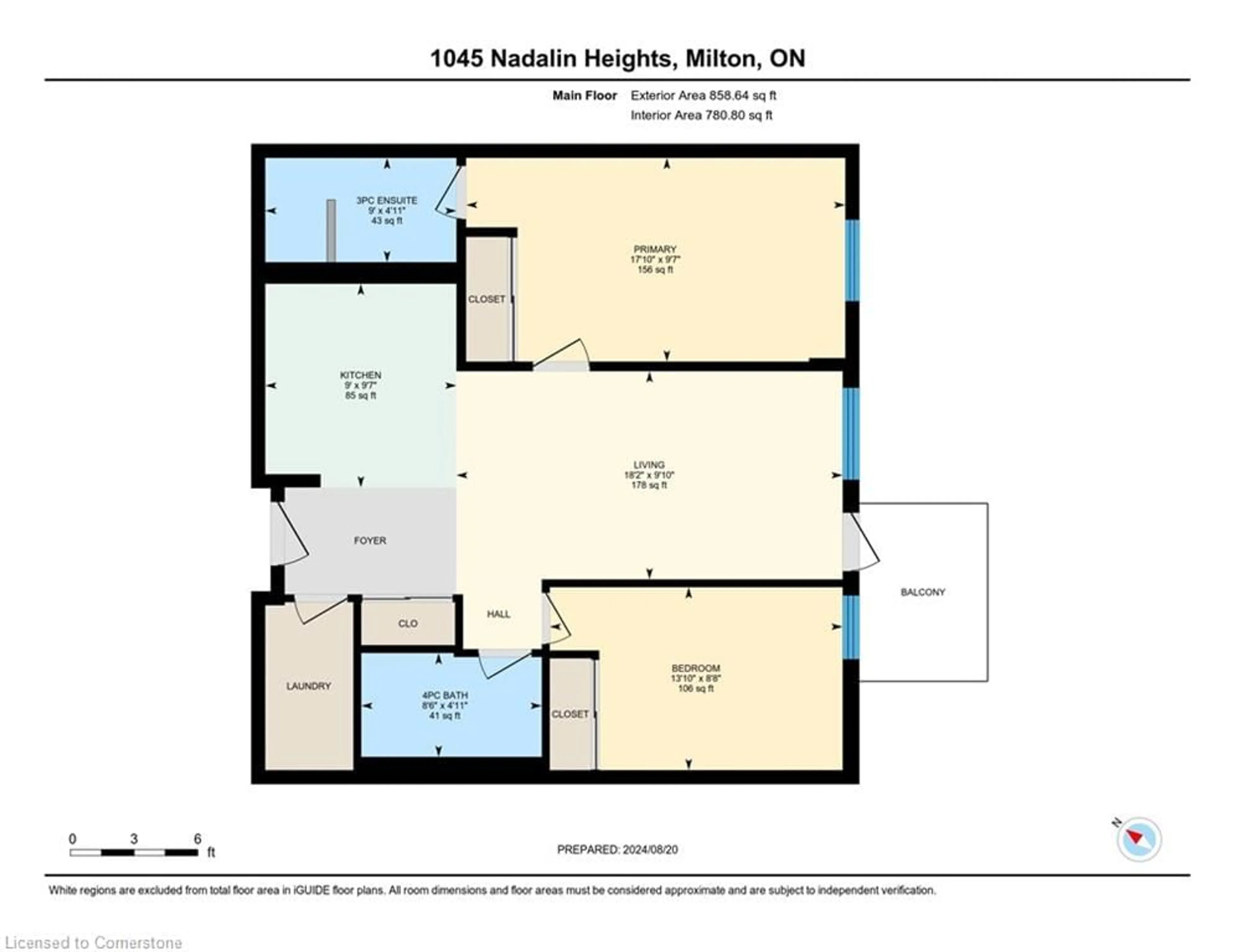 Floor plan for 1045 Nadalin Hts #406, Milton Ontario L9T 8R5