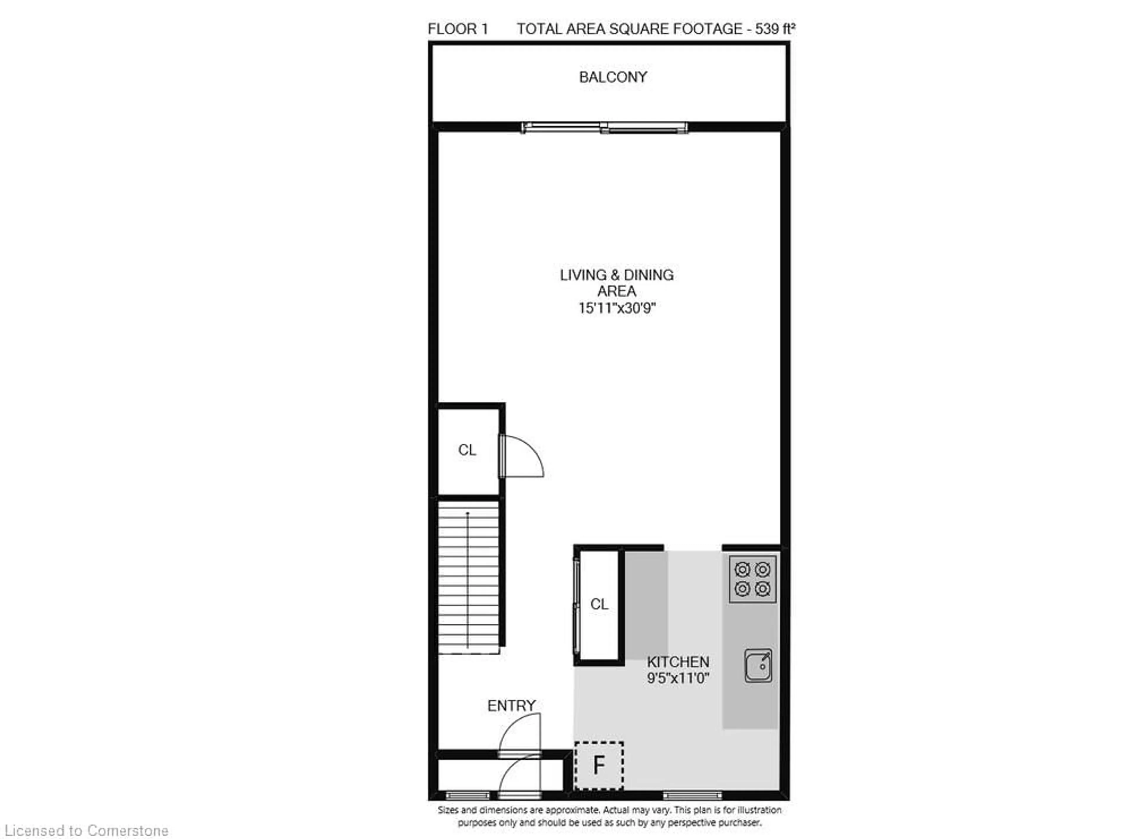 Floor plan for 350 Quigley Rd #511, Hamilton Ontario L8K 5N2