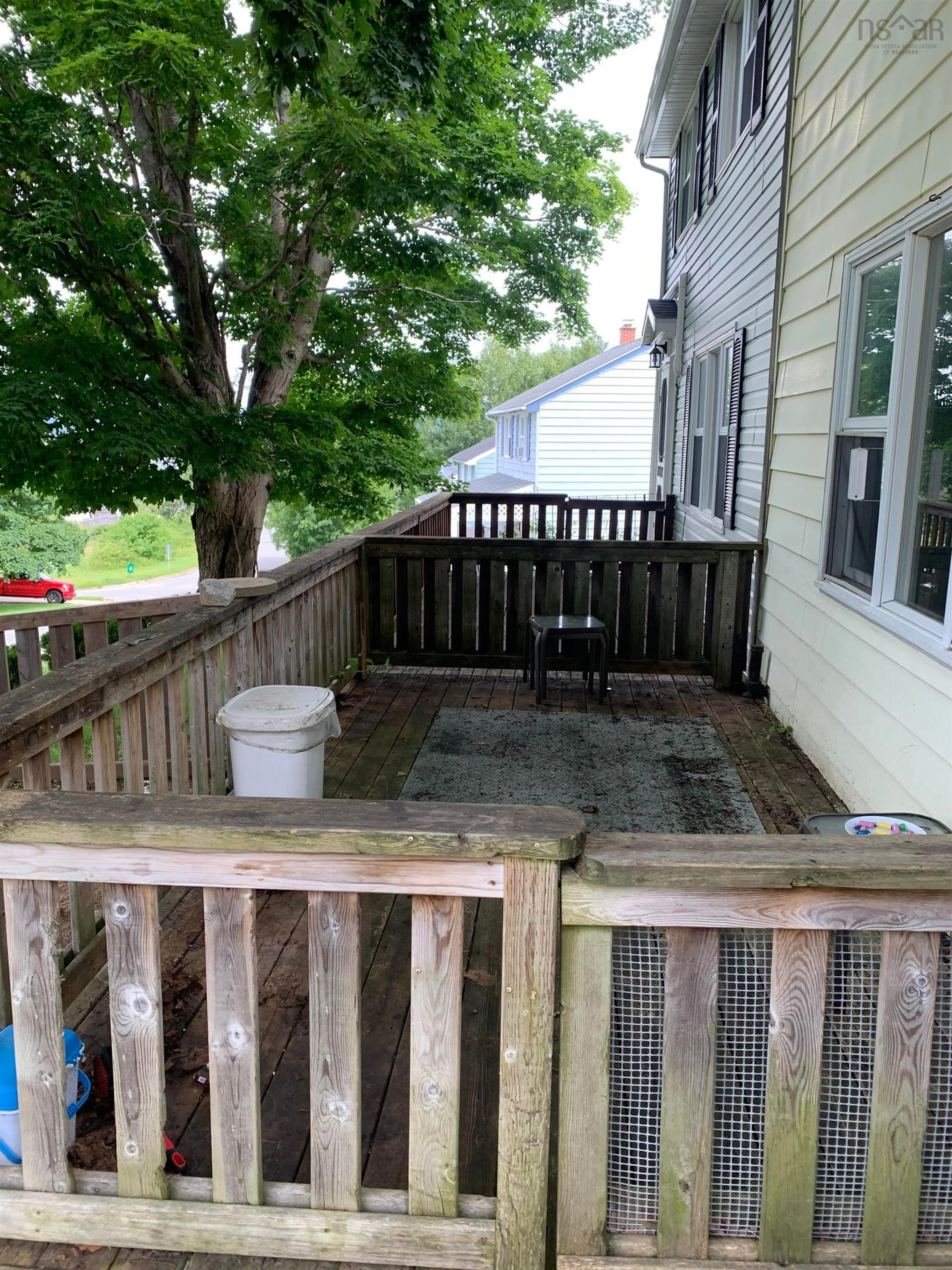 Patio, the fenced backyard for 24 Hillside Dr, Cornwallis Park Nova Scotia B0S 1H0