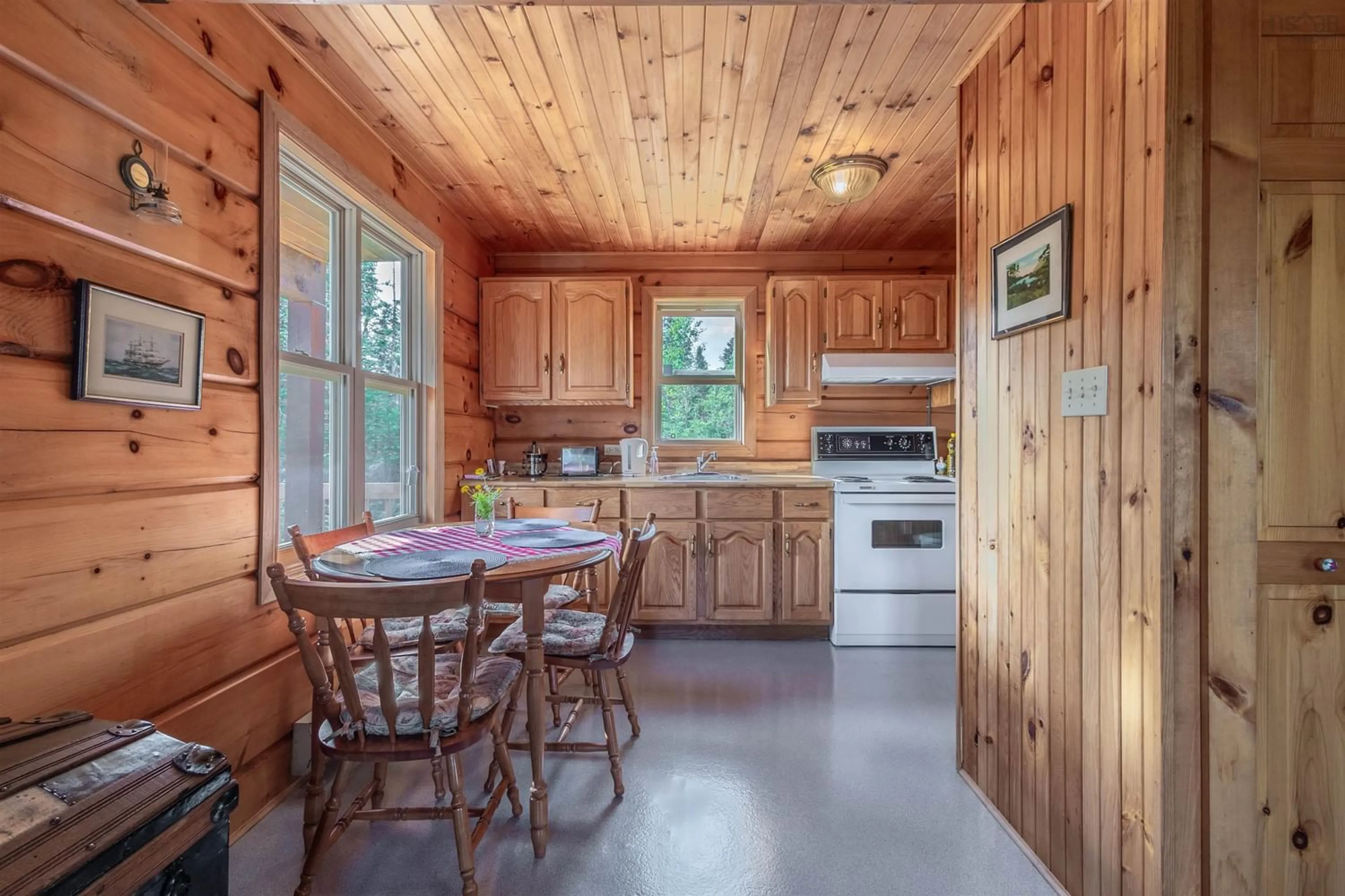 Kitchen, wood floors, cottage for 8132 Gabarus Hwy, Gabarus Nova Scotia B1K 2B1