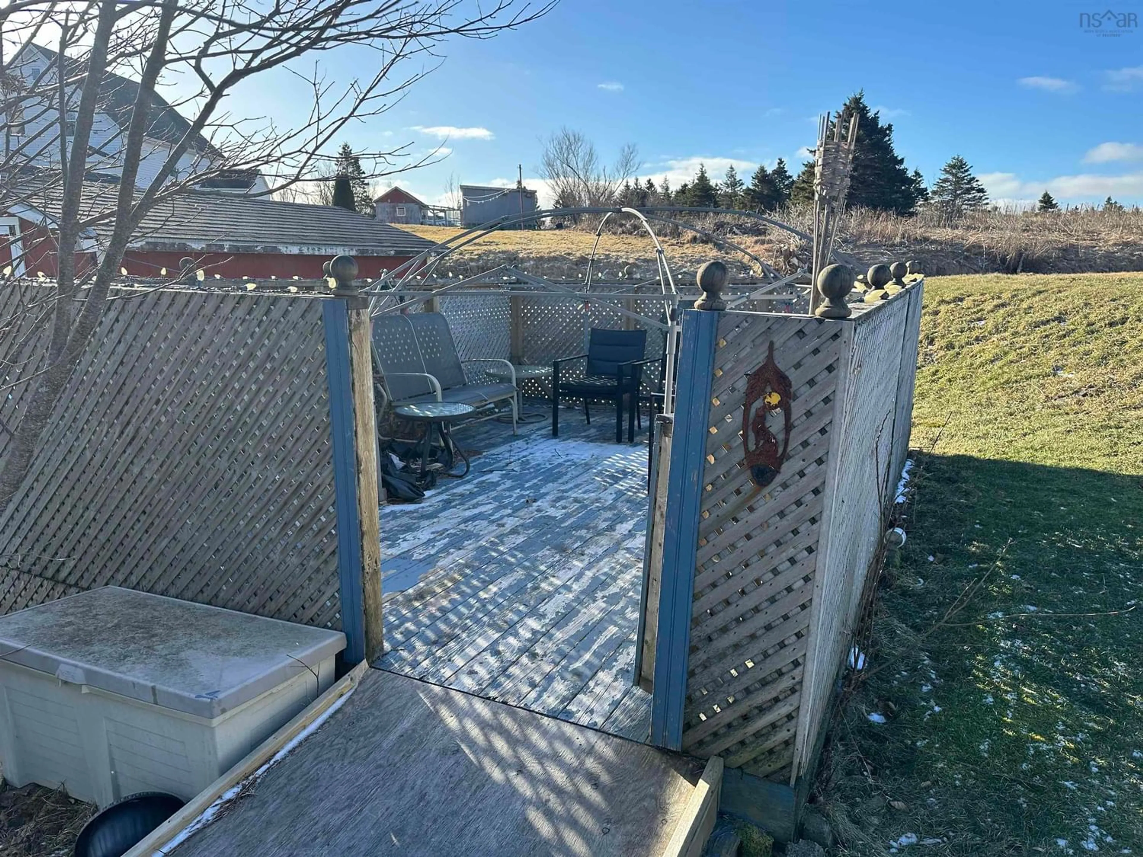 Patio, the fenced backyard for 2028 Hwy 247, L'Ardoise Nova Scotia B0E 1S0