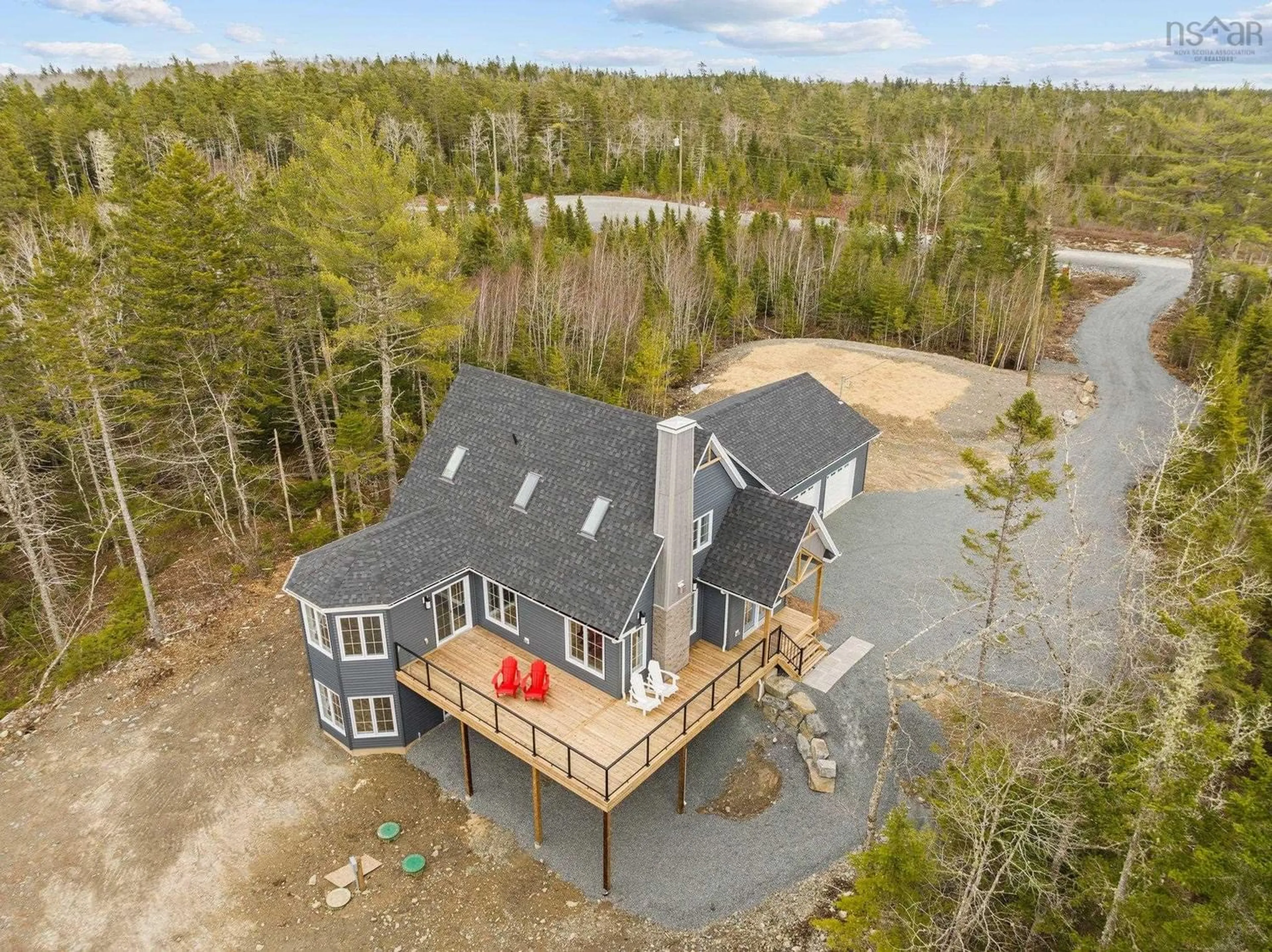 A pic from outside/outdoor area/front of a property/back of a property/a pic from drone, water/lake/river/ocean view for 349 Meek Arm Trail, Long Lake Nova Scotia B0N 1Z0