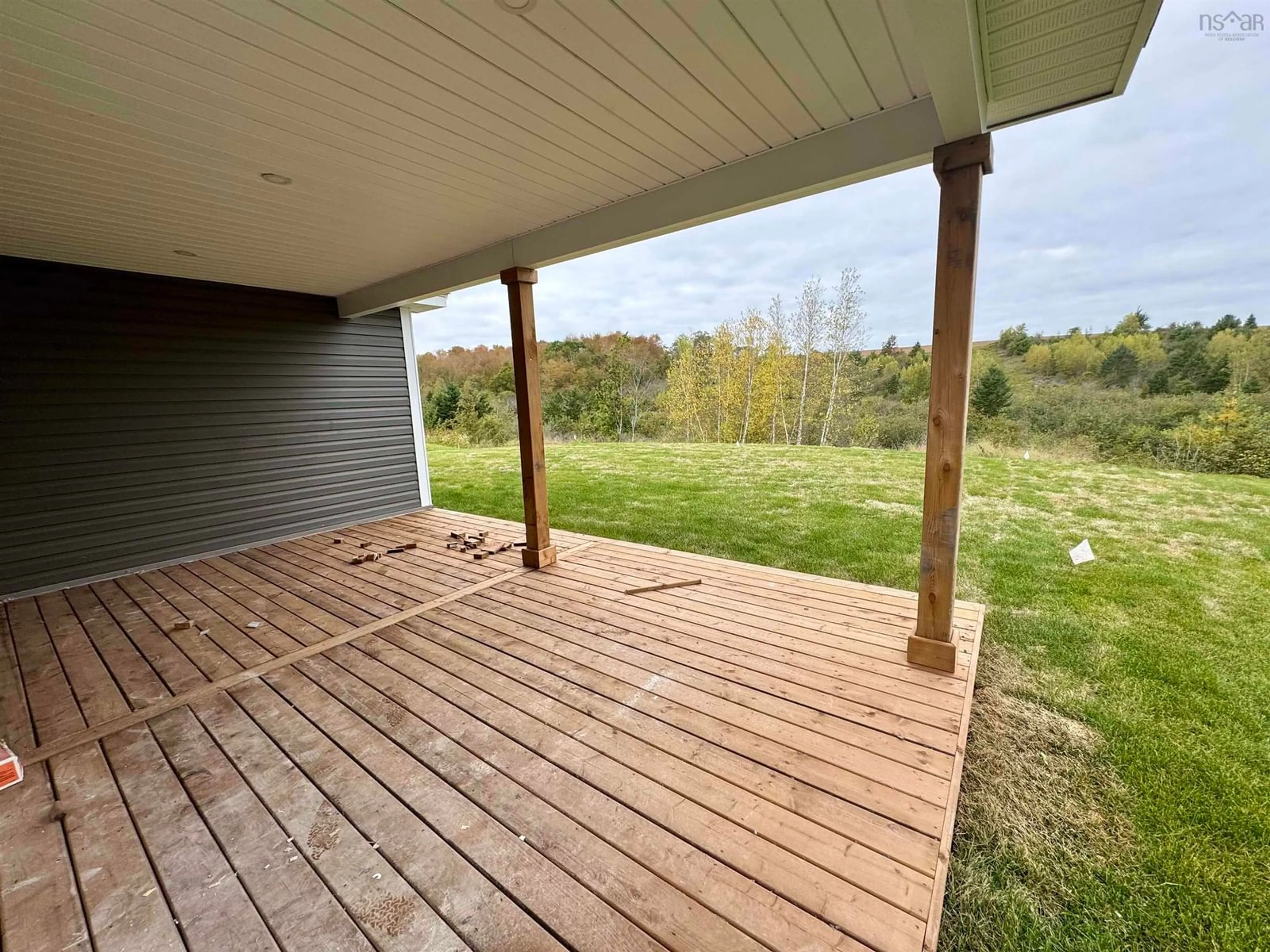 Patio, the fenced backyard for 88 Thistle St, Falmouth Nova Scotia B0N 2T0