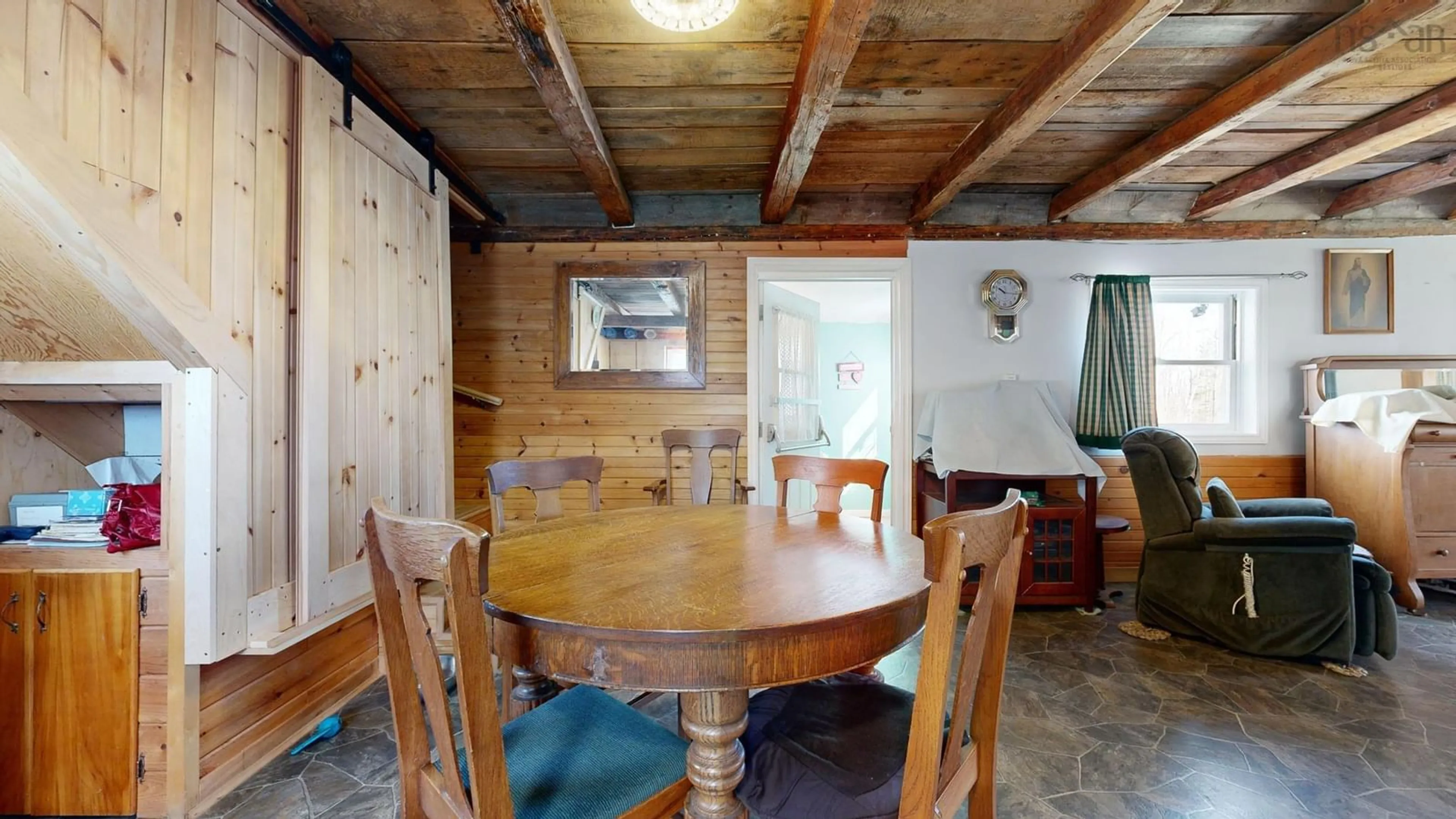 Dining room, wood floors, cottage for 2217 Old Mill Rd, South Farmington Nova Scotia B0P 1W0