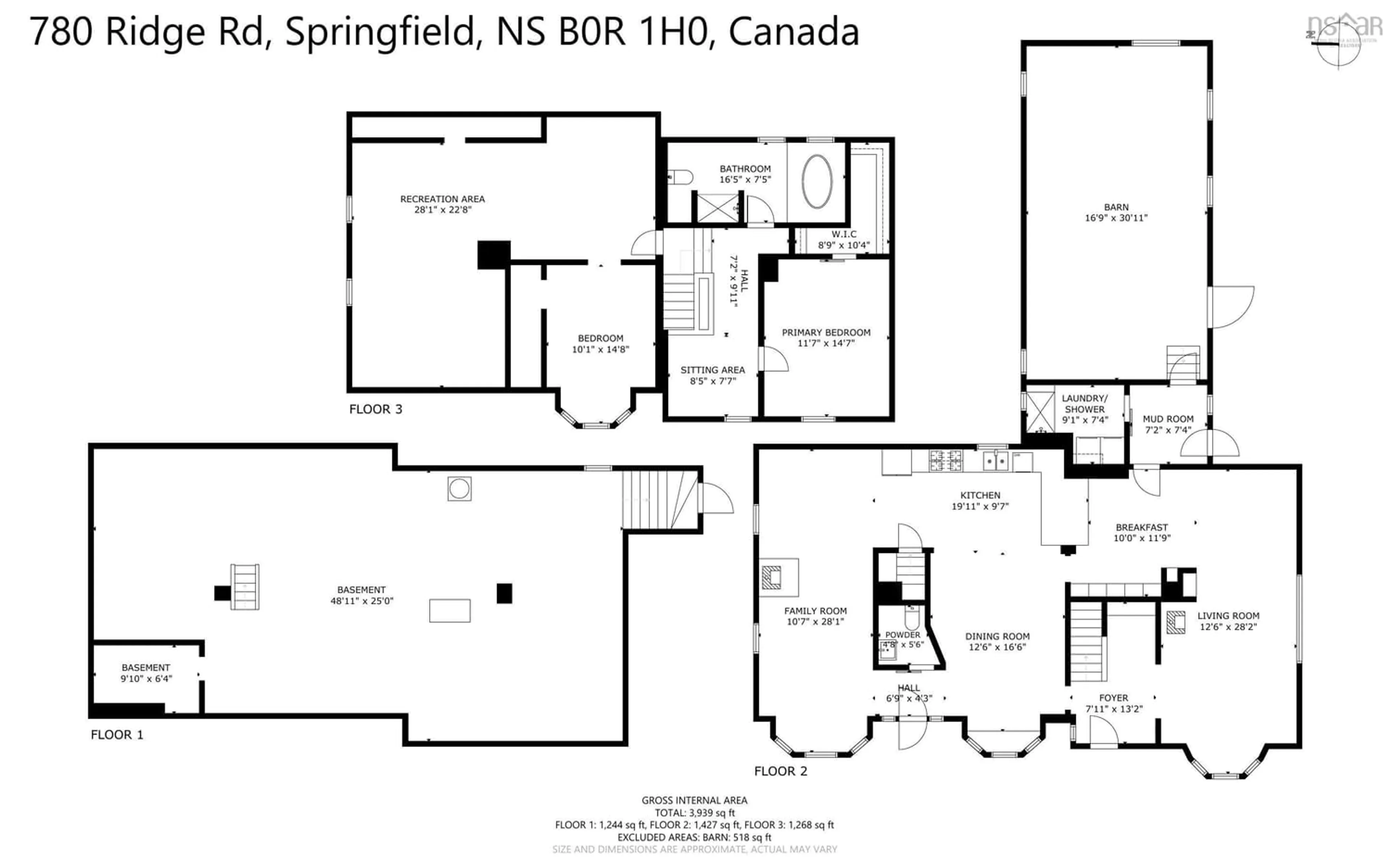 Floor plan for 780 Ridge Rd, Springfield Nova Scotia B0R 1H0