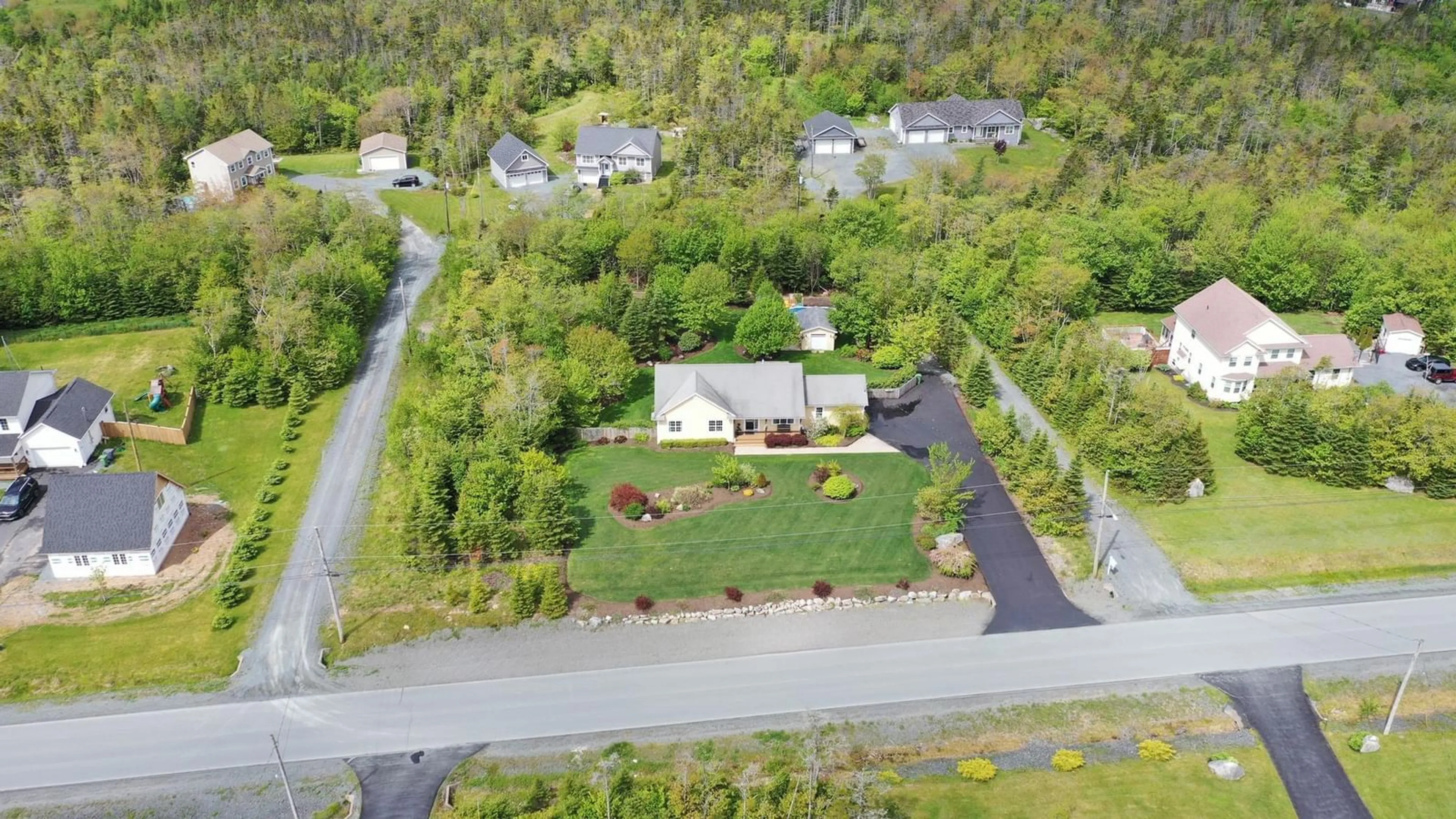 A pic from outside/outdoor area/front of a property/back of a property/a pic from drone, street for 149 Westridge Rd, Hatchet Lake Nova Scotia B3T 2C8