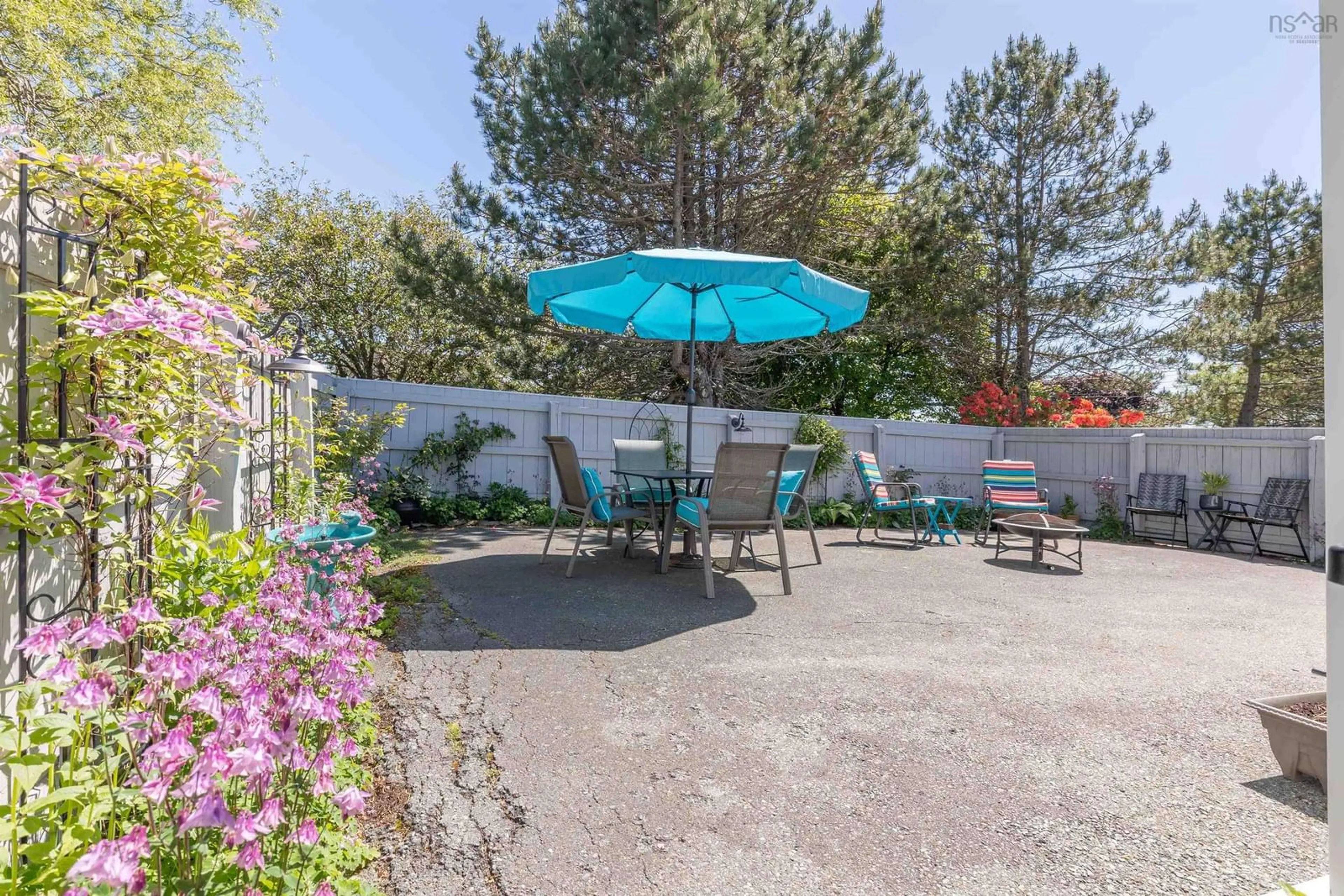 Patio, the fenced backyard for 19 Goodwin Dr, Dayton Nova Scotia B5A 4H7