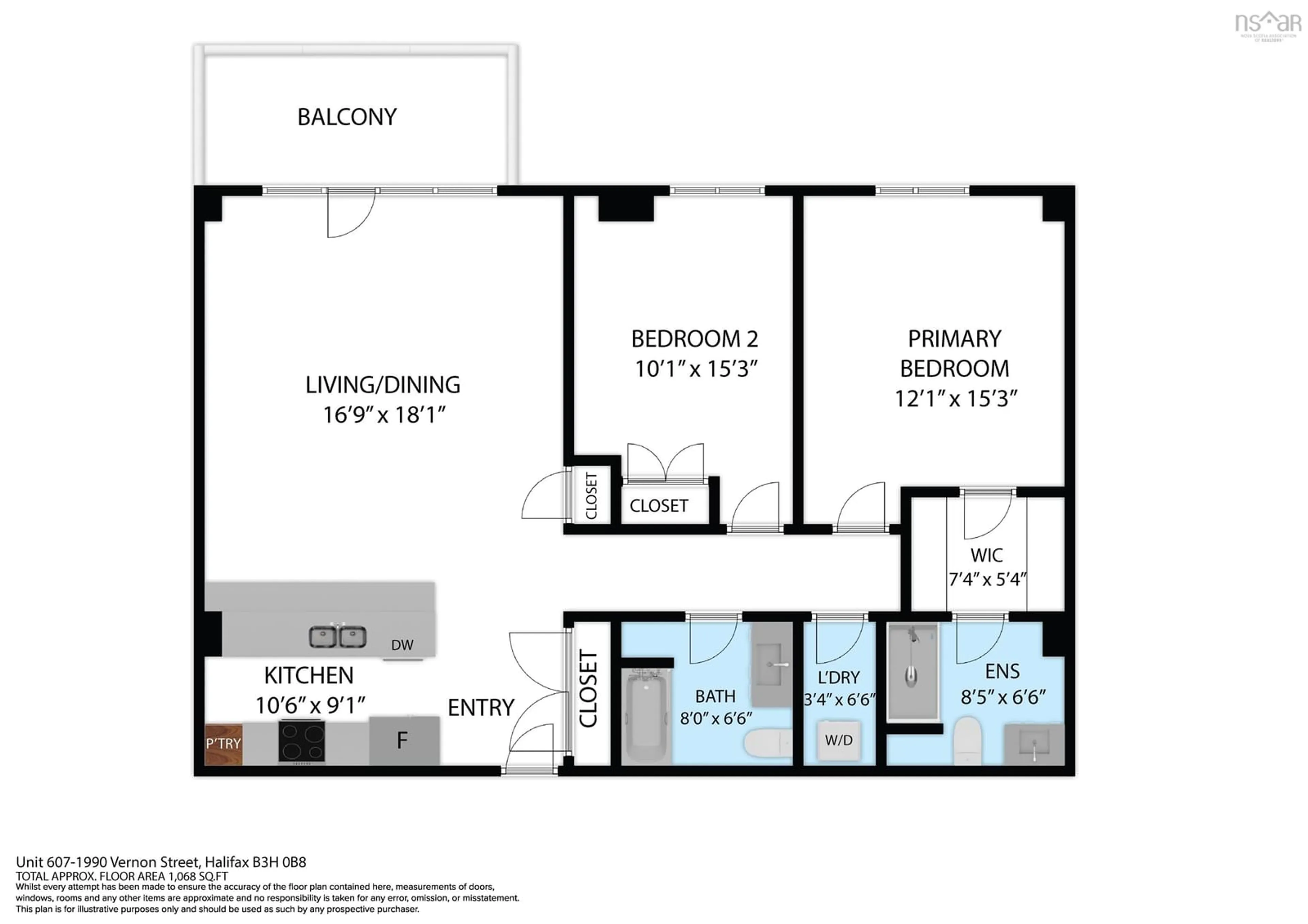 Floor plan for 1990 Vernon St #607, Halifax Nova Scotia B3H 0B8