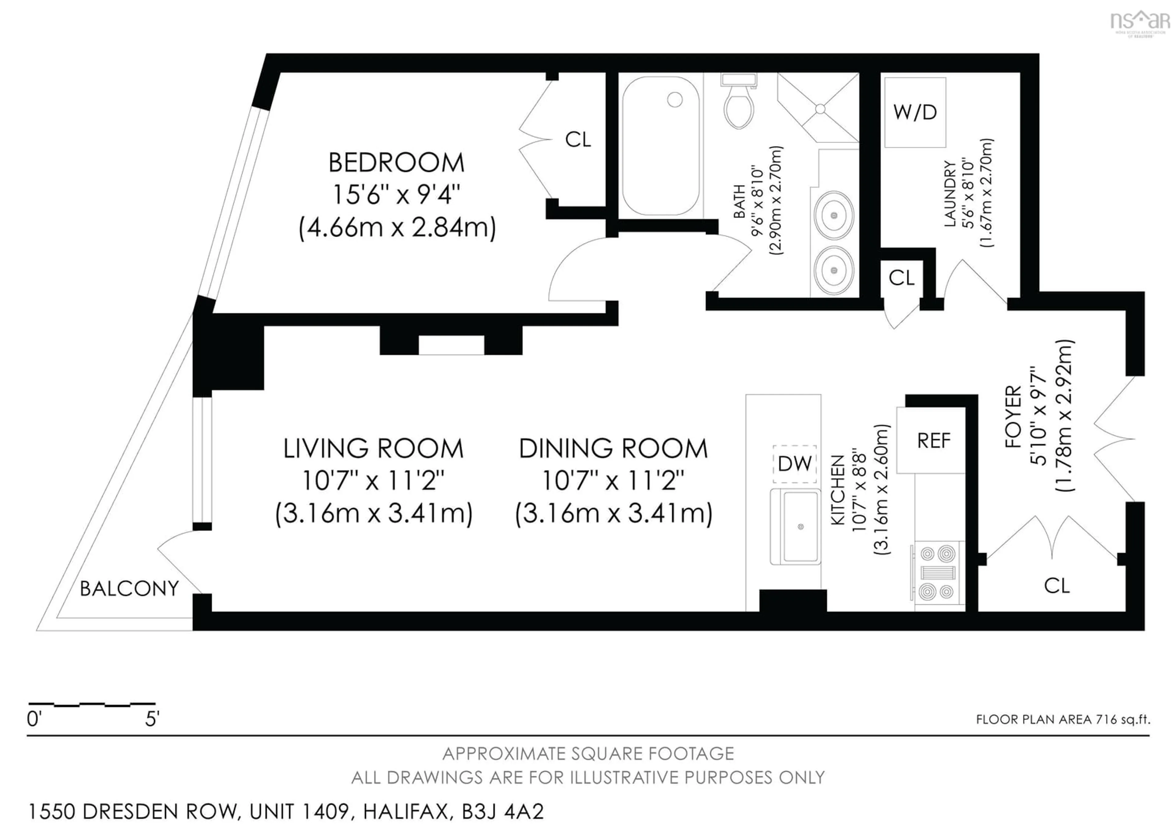 Floor plan for 1550 Dresden Row #1409, Halifax Nova Scotia B3J 4A2