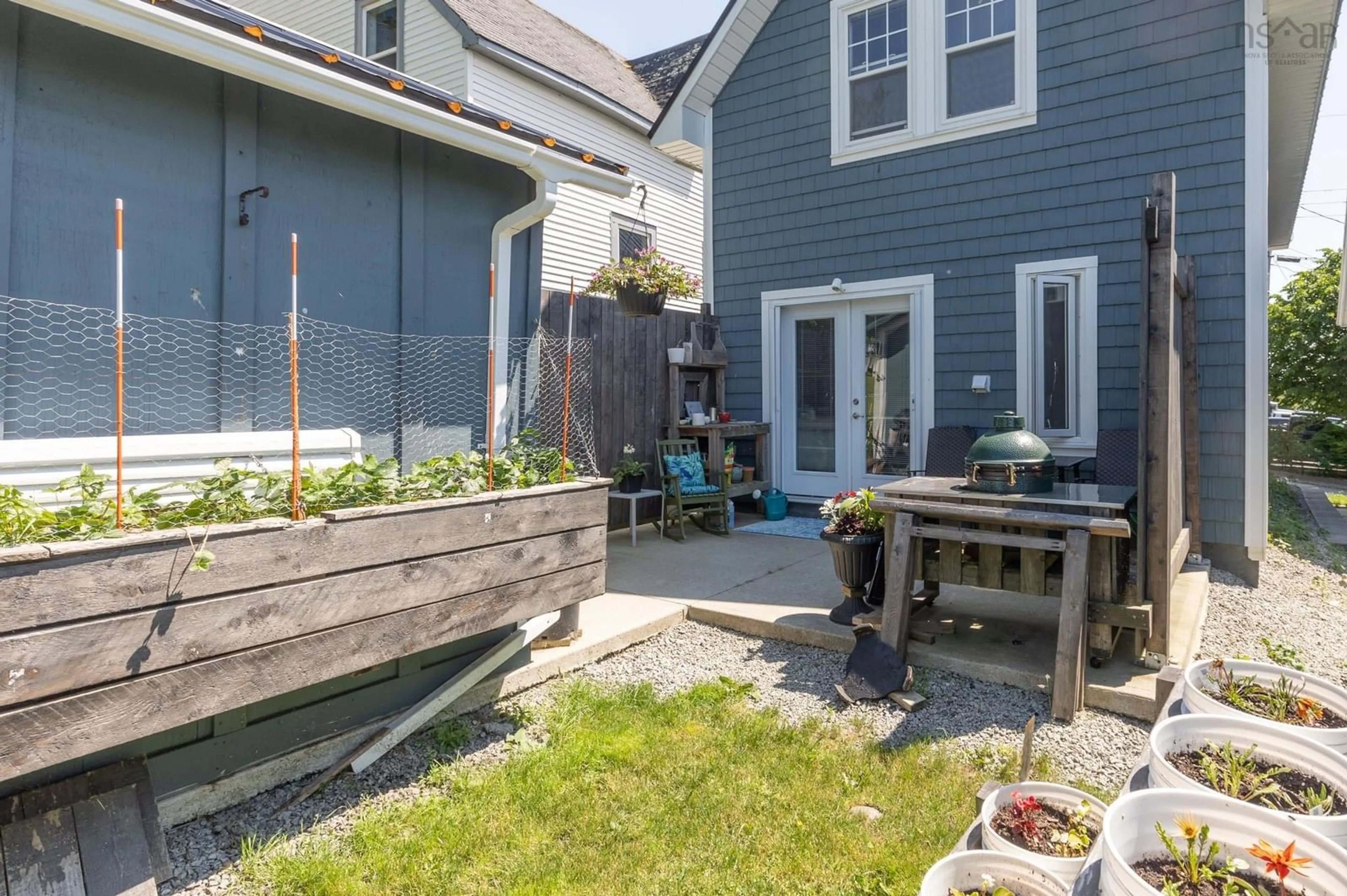 Patio, the fenced backyard for 4 Store St, Yarmouth Nova Scotia B5A 2Z2