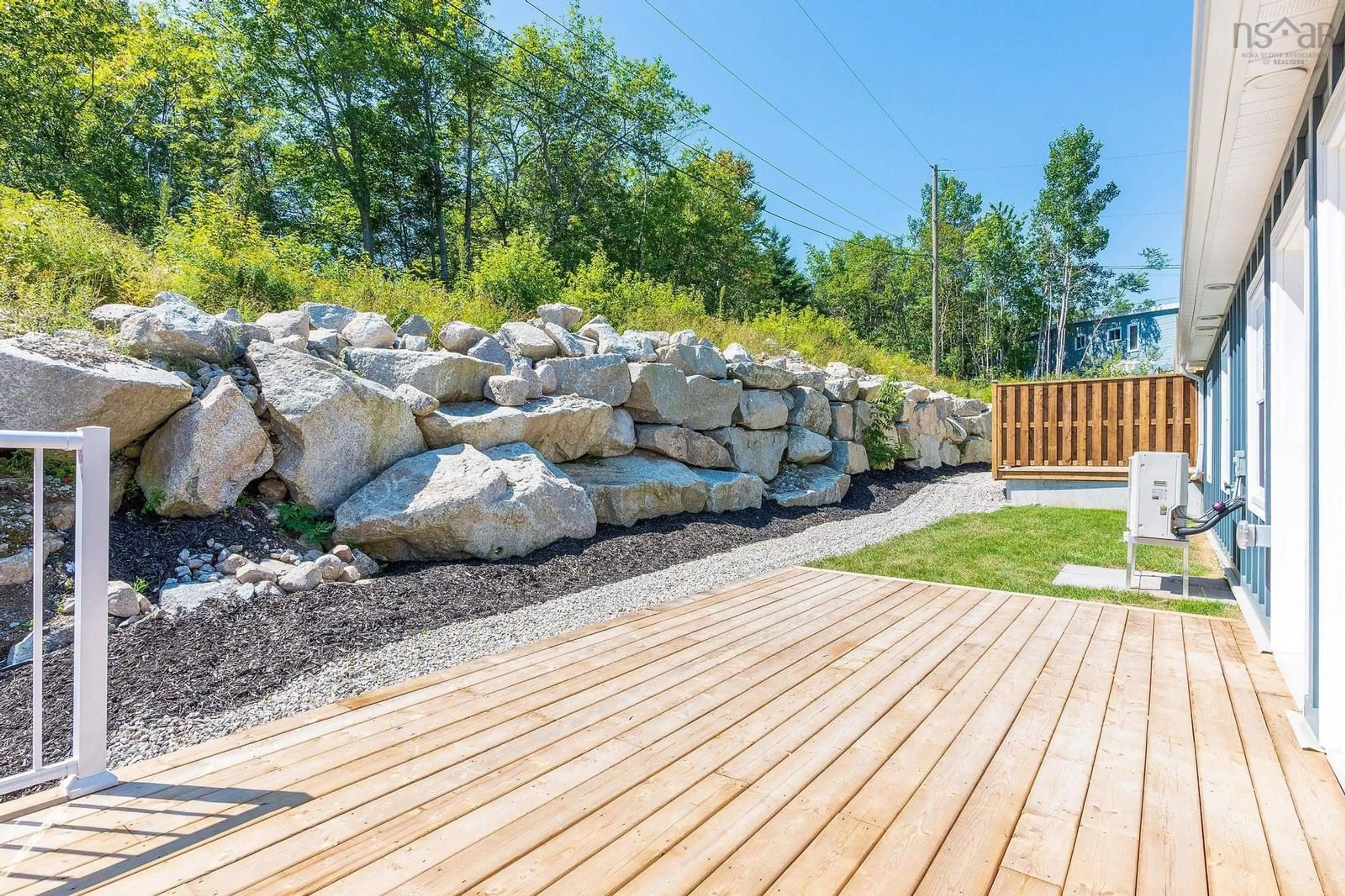 Patio, the fenced backyard for 9 Lions Club Rd, Fox Point Nova Scotia B0J 1T0