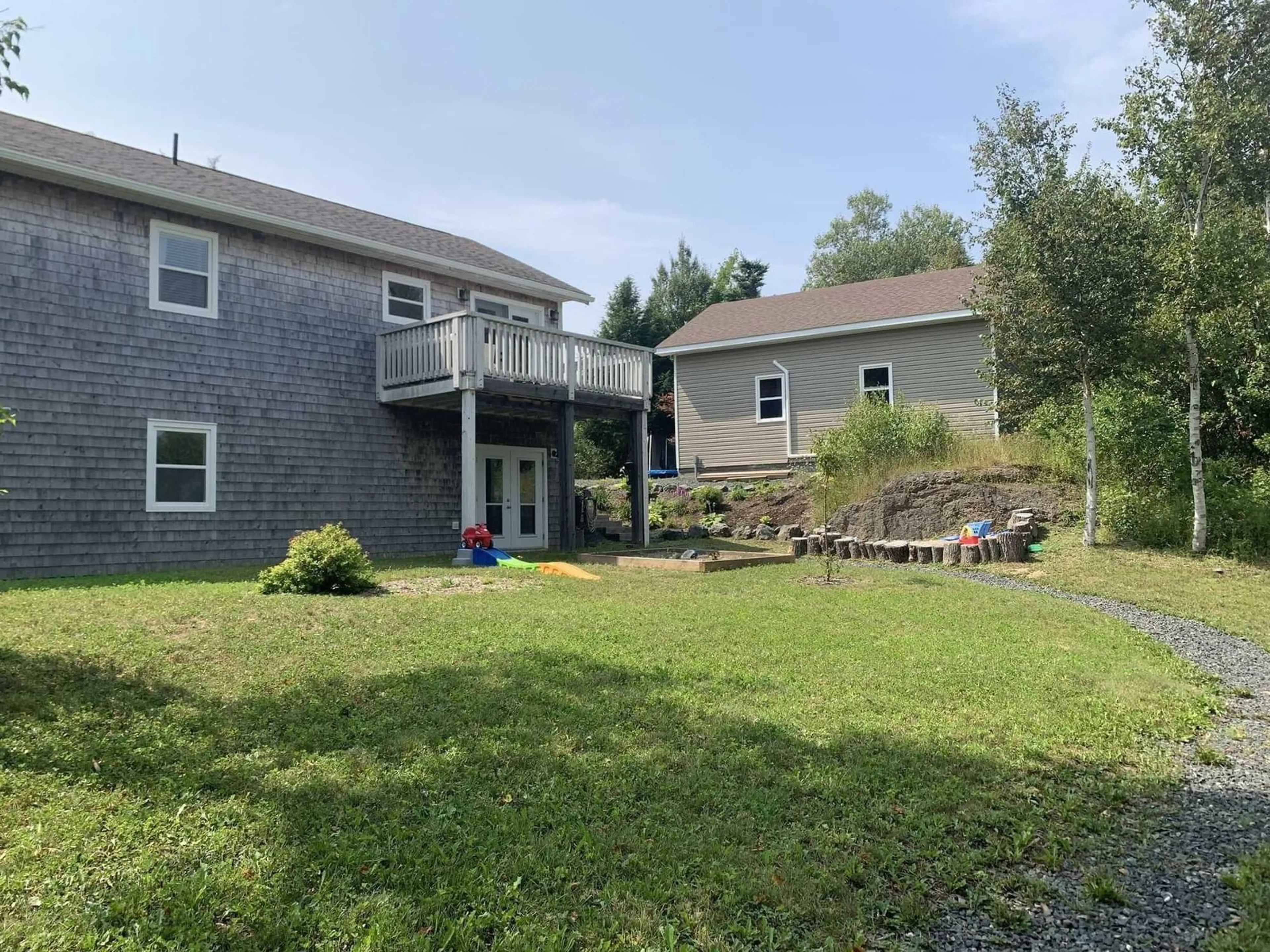 Frontside or backside of a home, the fenced backyard for 63 Evan Rd, Greenwood Nova Scotia B2H 5C7