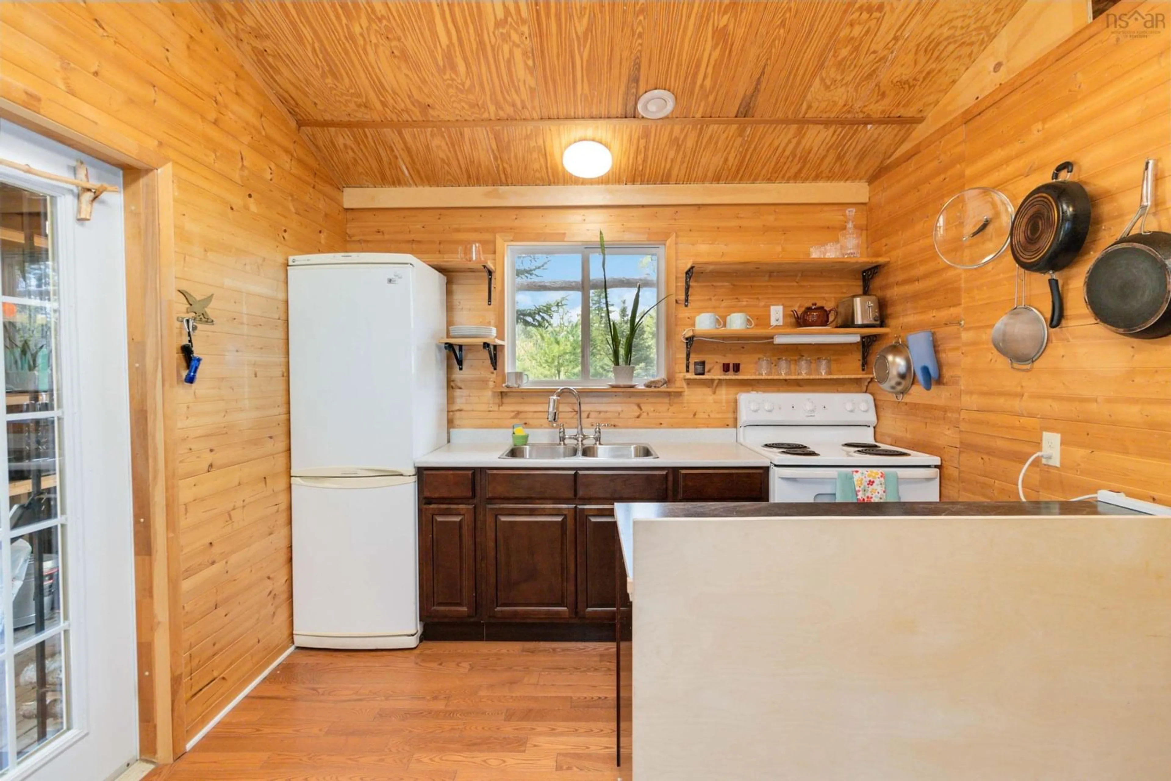 Standard kitchen, wood floors, cottage for 392 Natural Forest Lake Rd, Upper New Cornwall Nova Scotia B0R 1A0