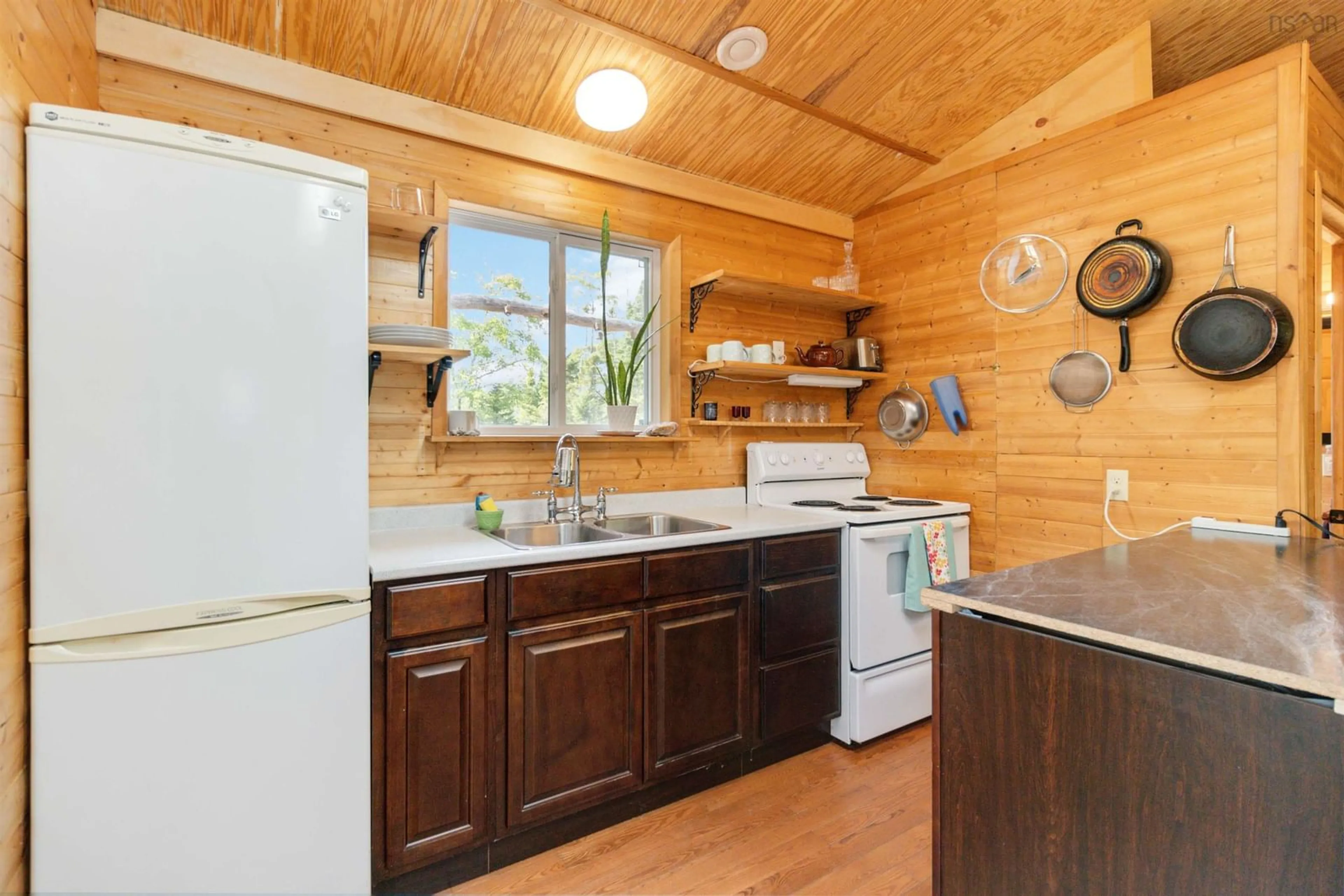 Standard kitchen, wood floors, cottage for 392 Natural Forest Lake Rd, Upper New Cornwall Nova Scotia B0R 1A0