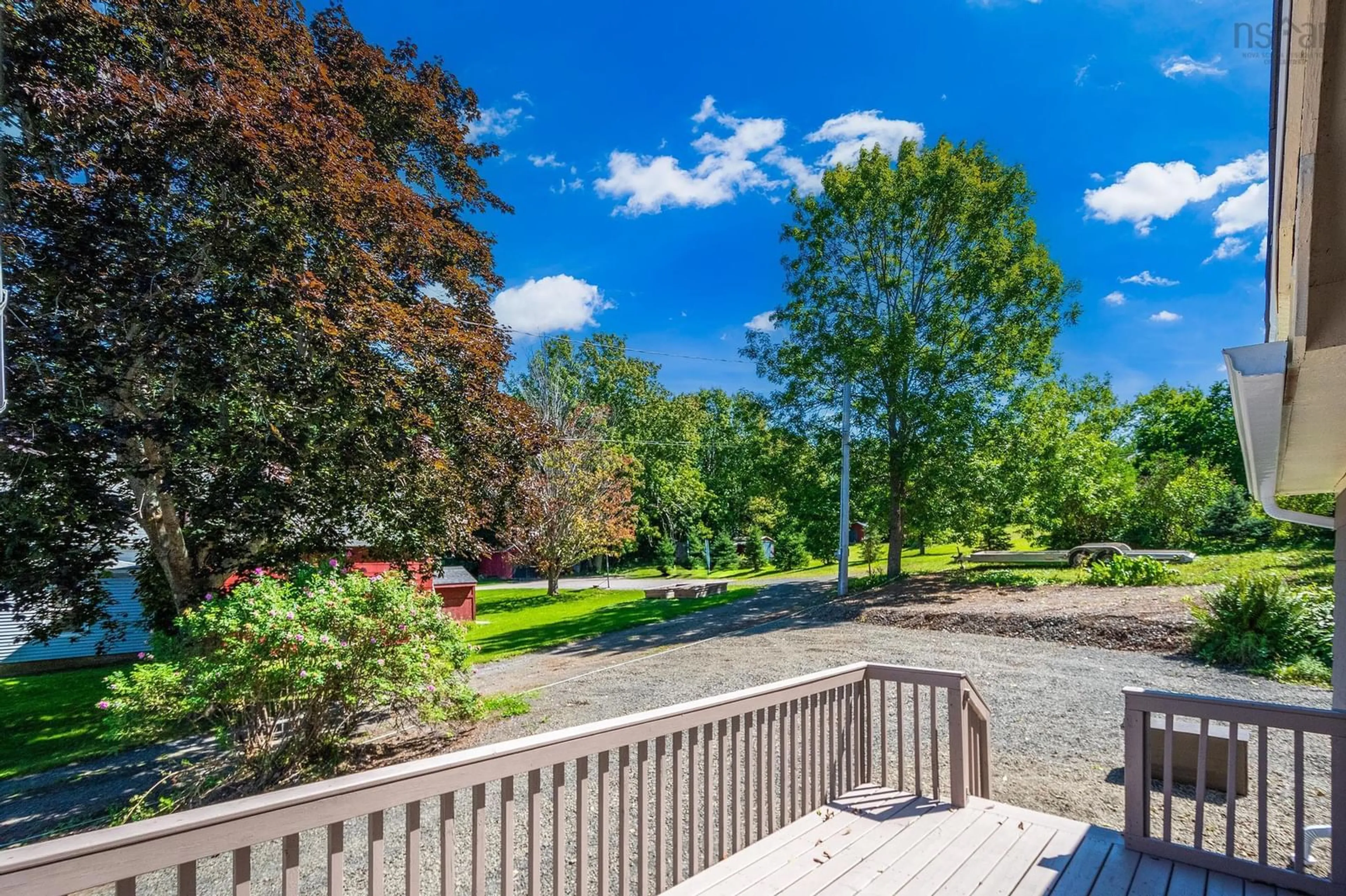 Patio, the fenced backyard for 546 Highway 1, Deep Brook Nova Scotia B0S 1J0