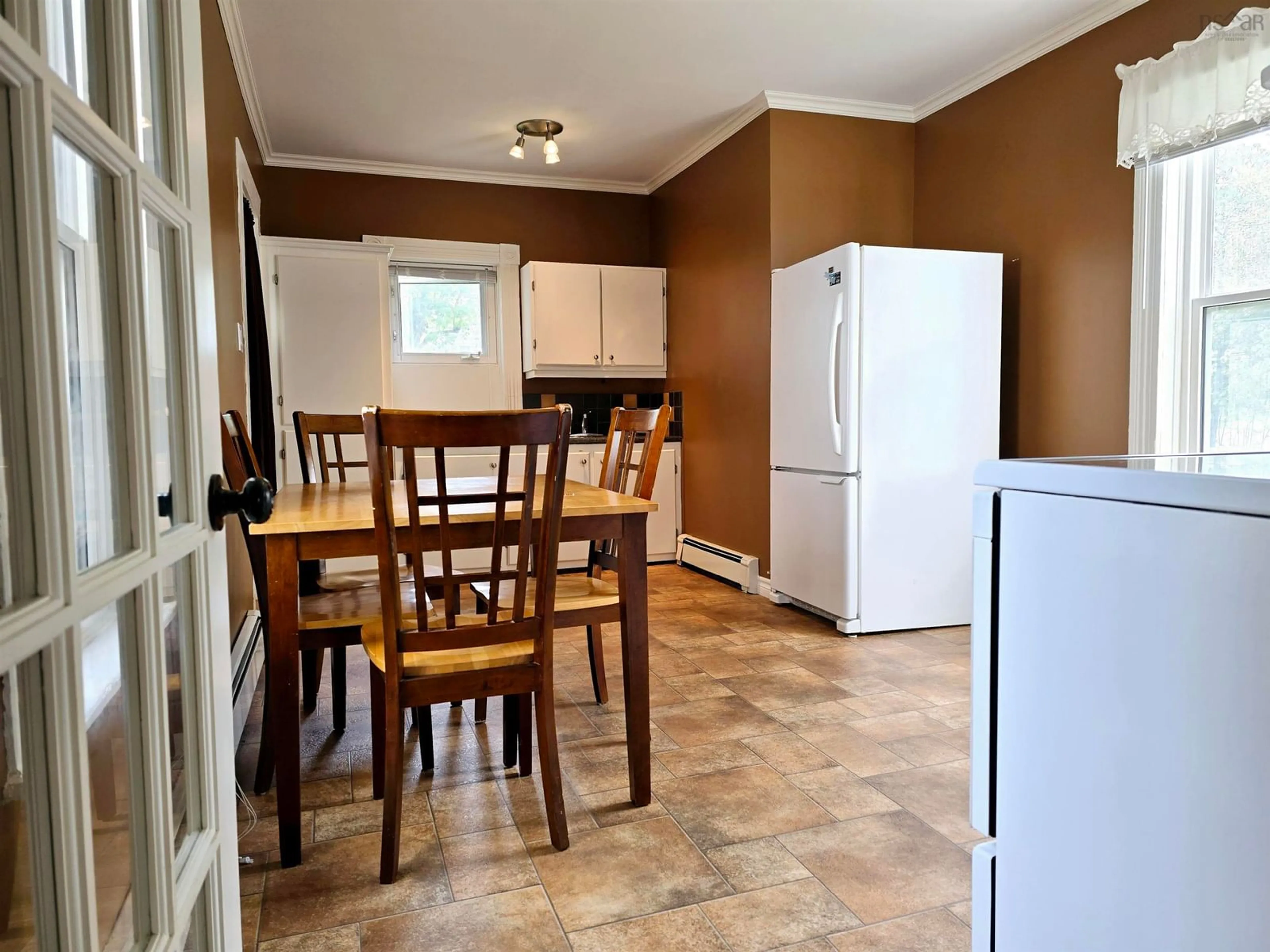 Dining room, wood floors, cottage for 57 Bridge Ave, Stellarton Nova Scotia B0K 1S0