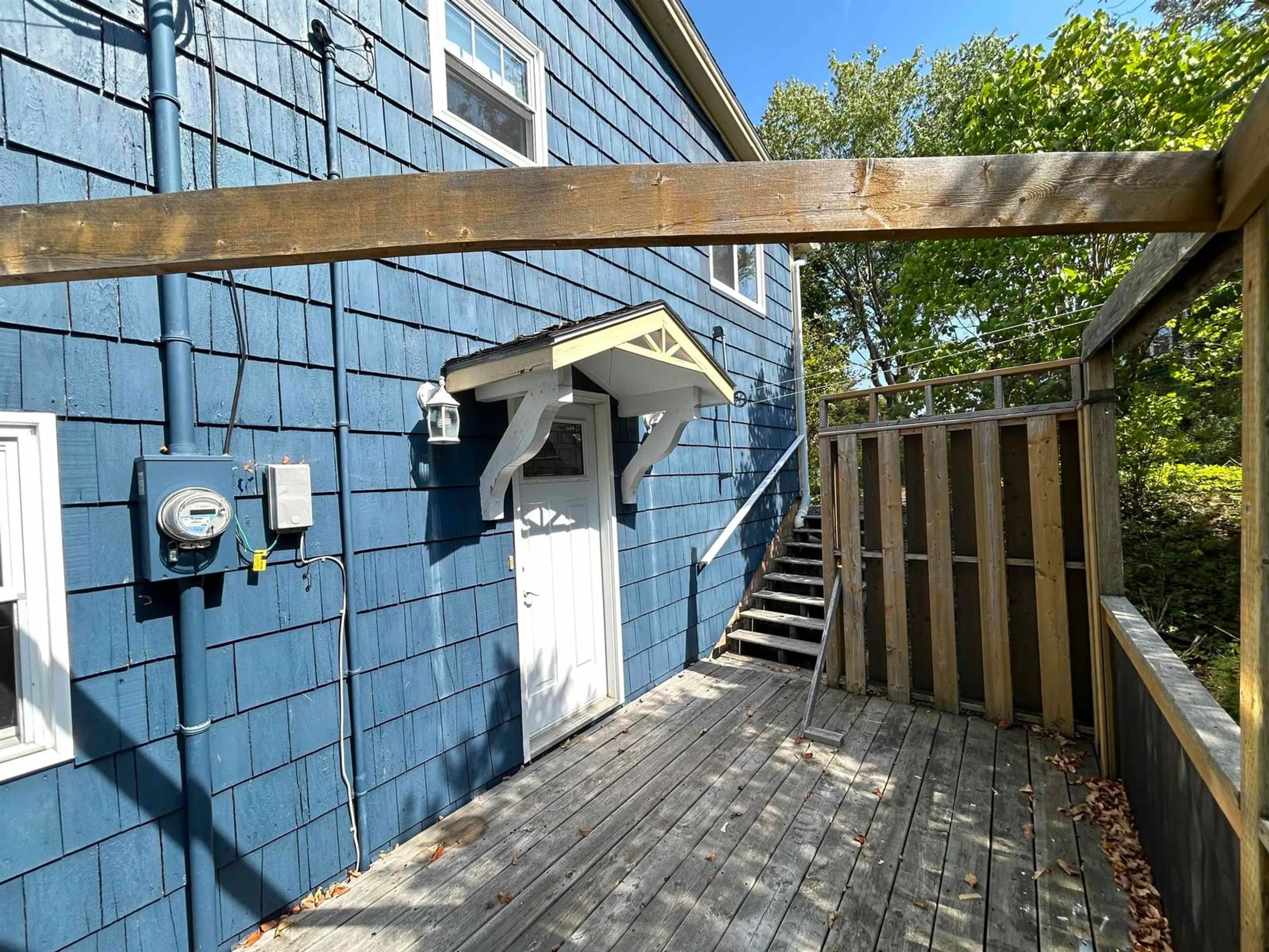 A pic from exterior of the house or condo, the fenced backyard for 377 Dufferin St, Bridgewater Nova Scotia B4V 2H3